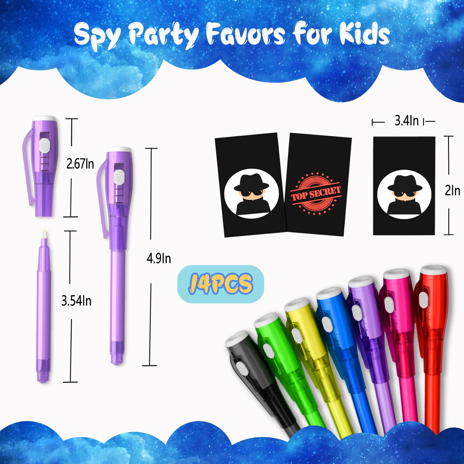 Invisible Ink Pen Spy Game for Kids, Party Favors Toys for Girls Boys, Magic Markers for Boys Girls Fun Outdoor Toys, Birthday Christmas Gift for 6-13 Year Old Girls Boys (14PCS+Black Notebooks)