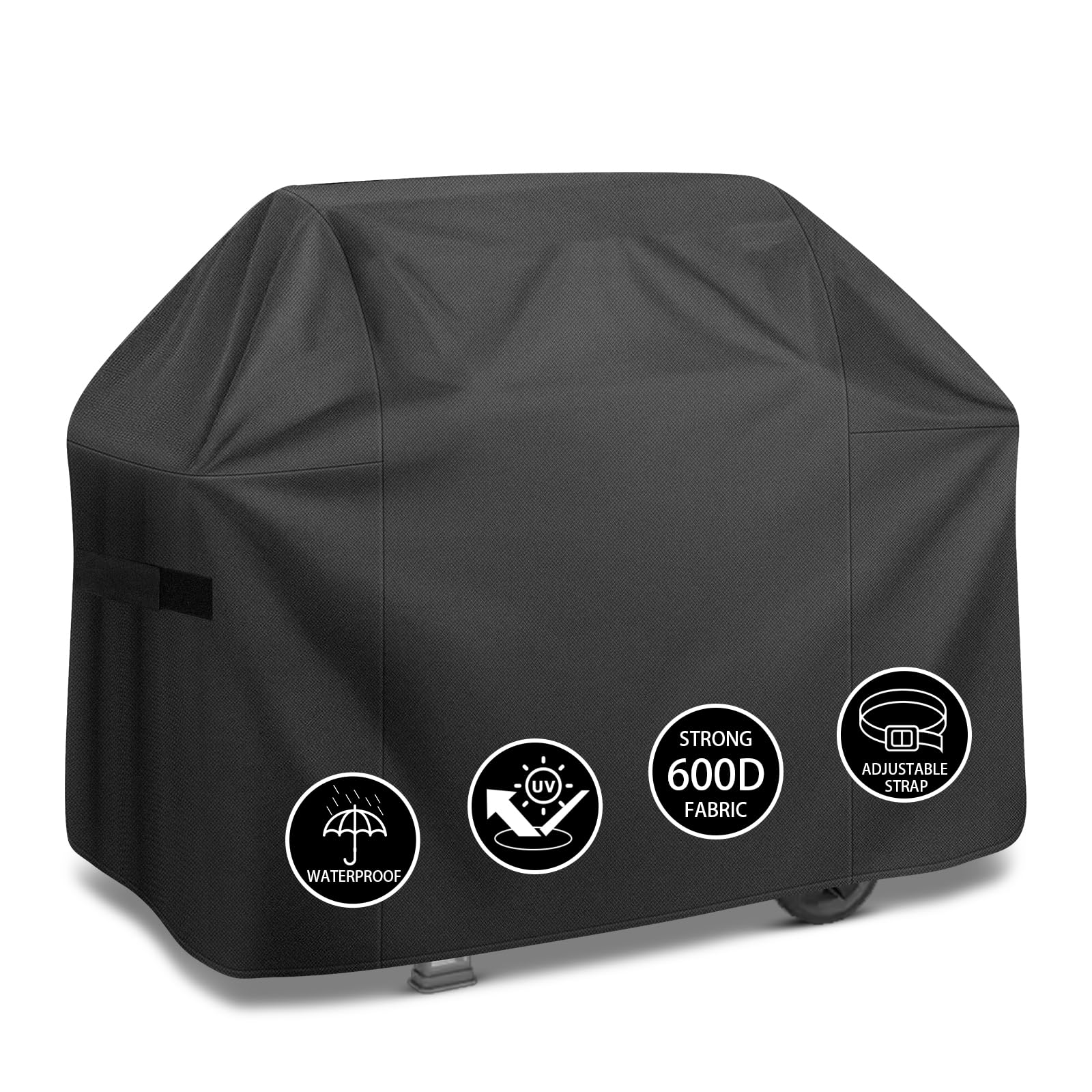 Grill Cover,58 inch Heavy Duty Waterproof Grill Cover for Outdoor Grill,600D Anti-UV Fade-Resistant Barbecue Gas Cover with Adjustable Straps for Weber,Genesis,Charbroil and More Grills