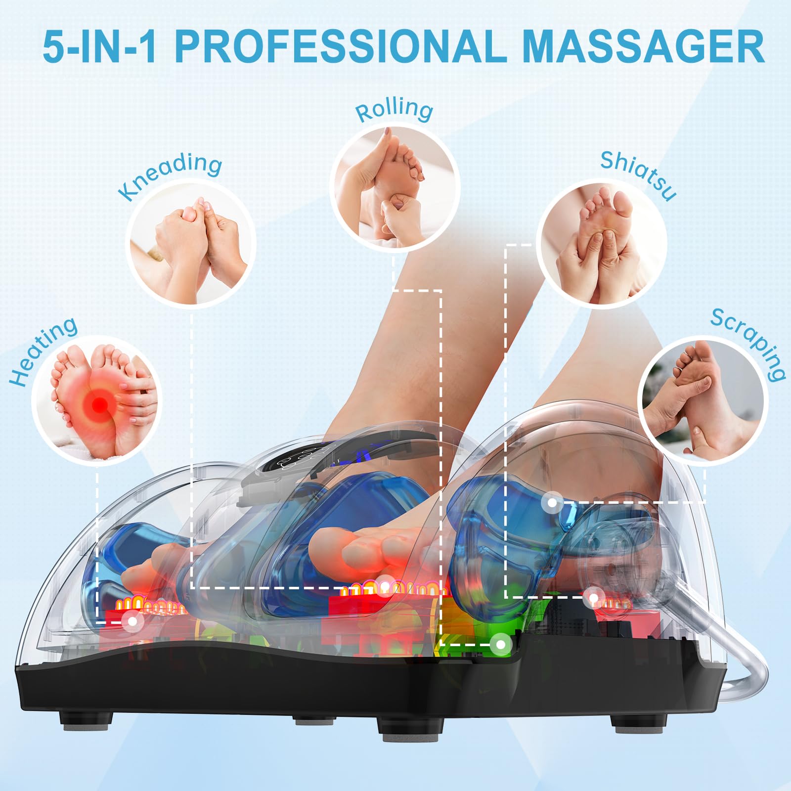 TISSCARE Shiatsu Foot Massager with Heat: FSA HSA Eligible Foot Massager for Neuropathy, Plantar Fasciitis and Pain Relief-Massage Feet/Leg/Calf/Ankle at Home/Office, Gifts for Women and Men