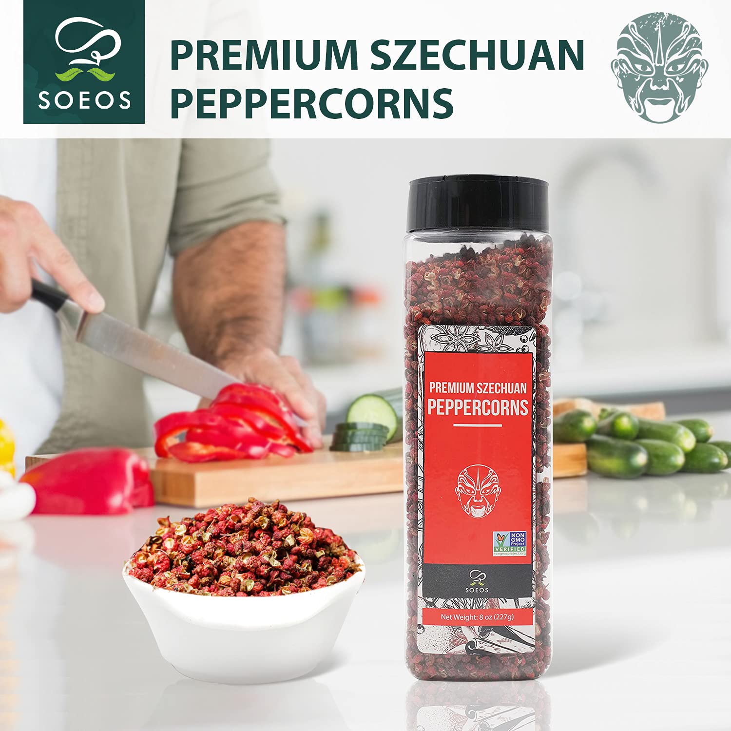 Soeos Sichuan Peppercorns, 8oz(227g), Authentic Szechuan Red Peppercorn, Numbing and Tingle Effect, Less Seeds, Strong Flavor, Essential for Mapo Tofu, Kung Pao Chicken and Asine Cusine