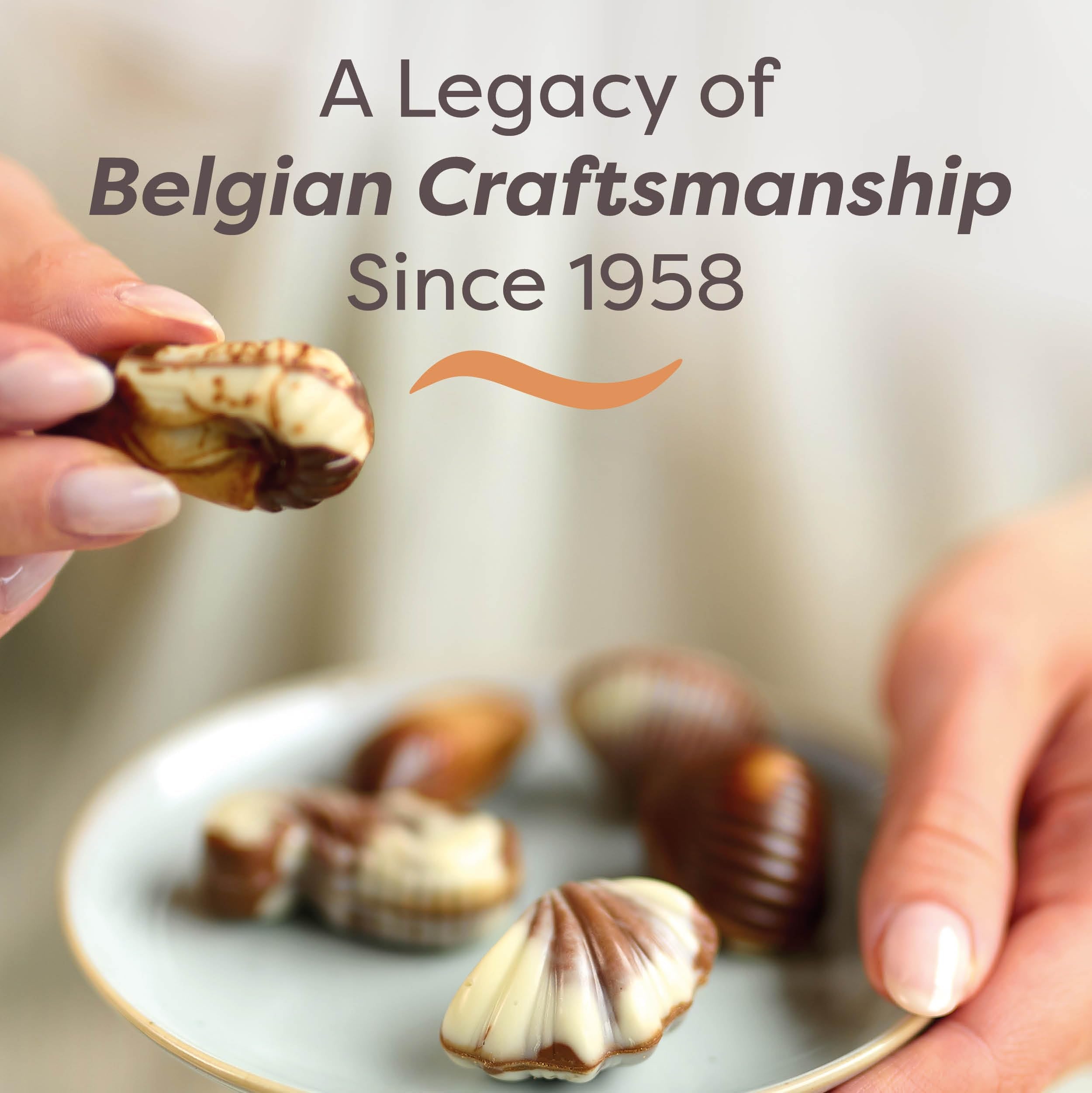 GuyLian Original Belgian Chocolate Seashells 250g Gift Box (Pack of 2): Each Contains Twenty-Two Pieces of Silky Smooth Seashell-Shaped Milk Chocolate with a Creamy Hazelnut Praliné Filling