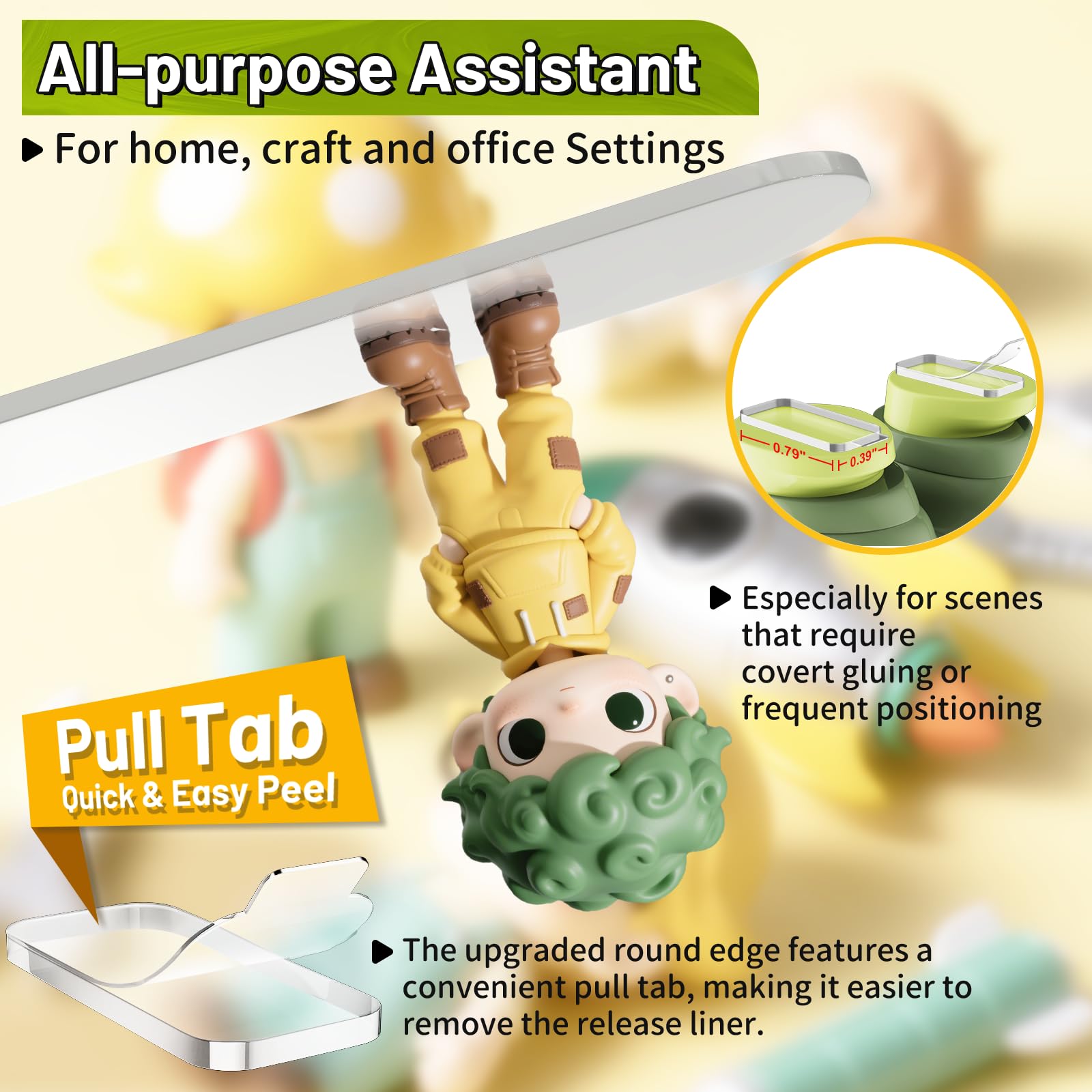 PHIXBEAR Upgraded Large Mounting Putty No Residue with Pull Tab, Double Sided Tape Adhesive Dots Clear Museum Sticky Tack, Picture Hanging Strips Fixed Decor Art Craft Party, 0.39 x 0.78 in (252 Pcs)