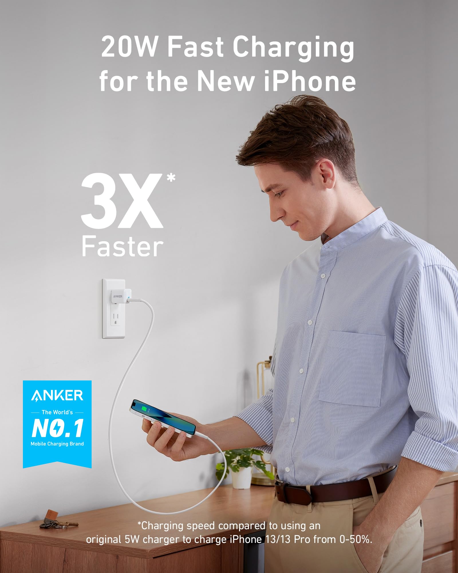 USB C Charger Block 20W, Anker 511 Charger ( Nano ), PIQ 3.0 Durable Compact Fast Charger with 6ft USB C to Lightning Cable (MFi Certified) for 14/14 Plus/14 Pro/14 Pro Max/13/iPad Pro and More