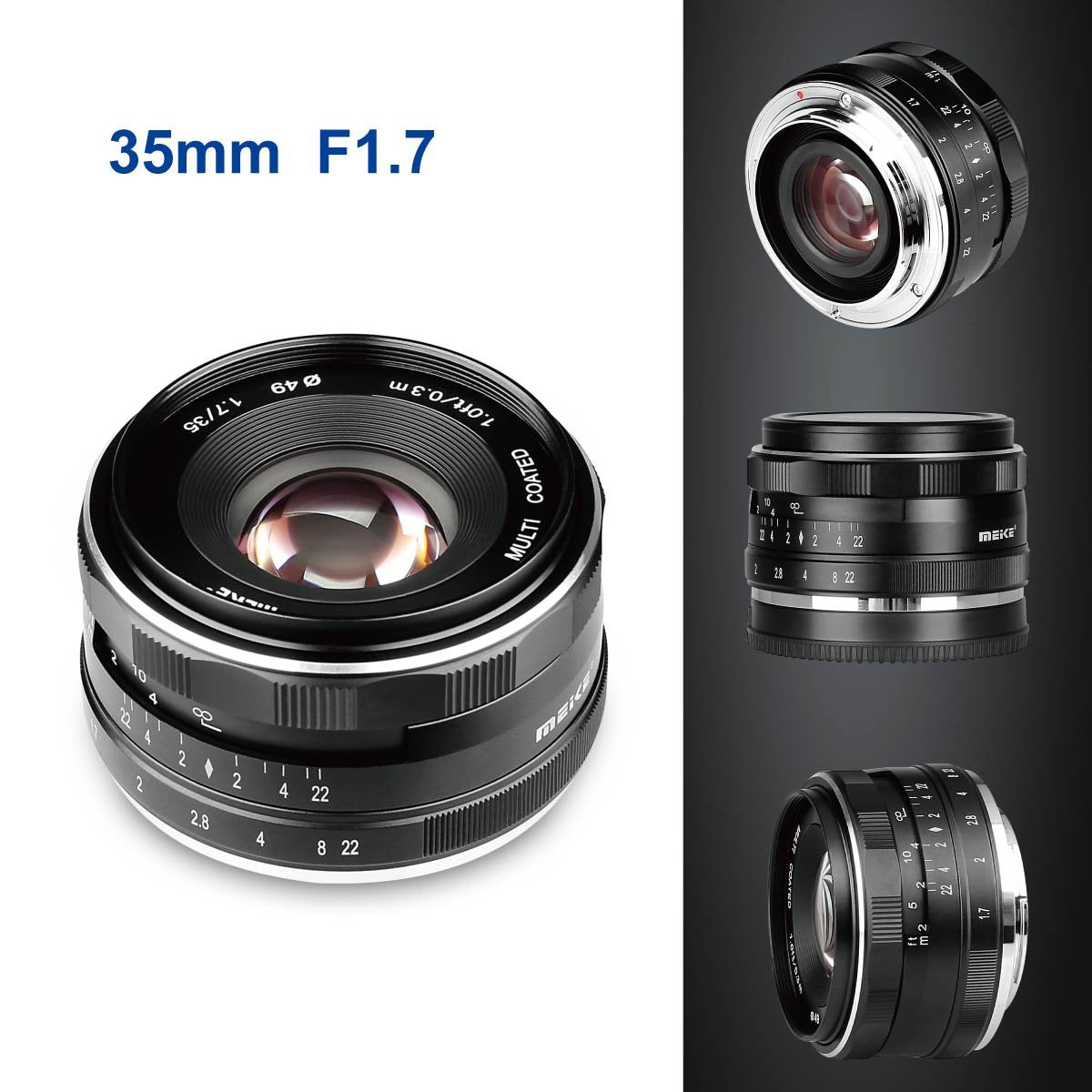 Meike 35mm F1.7 Large Aperture Manual Focus Prime Fixed Lens APS-C Compatible with Sony E-Mount Mirrorless Cameras NEX 3 3N NEX 5R NEX 6 7 A6600 A6400 A5000 A5100 A6000 A6100 A6300 A6500 A3000