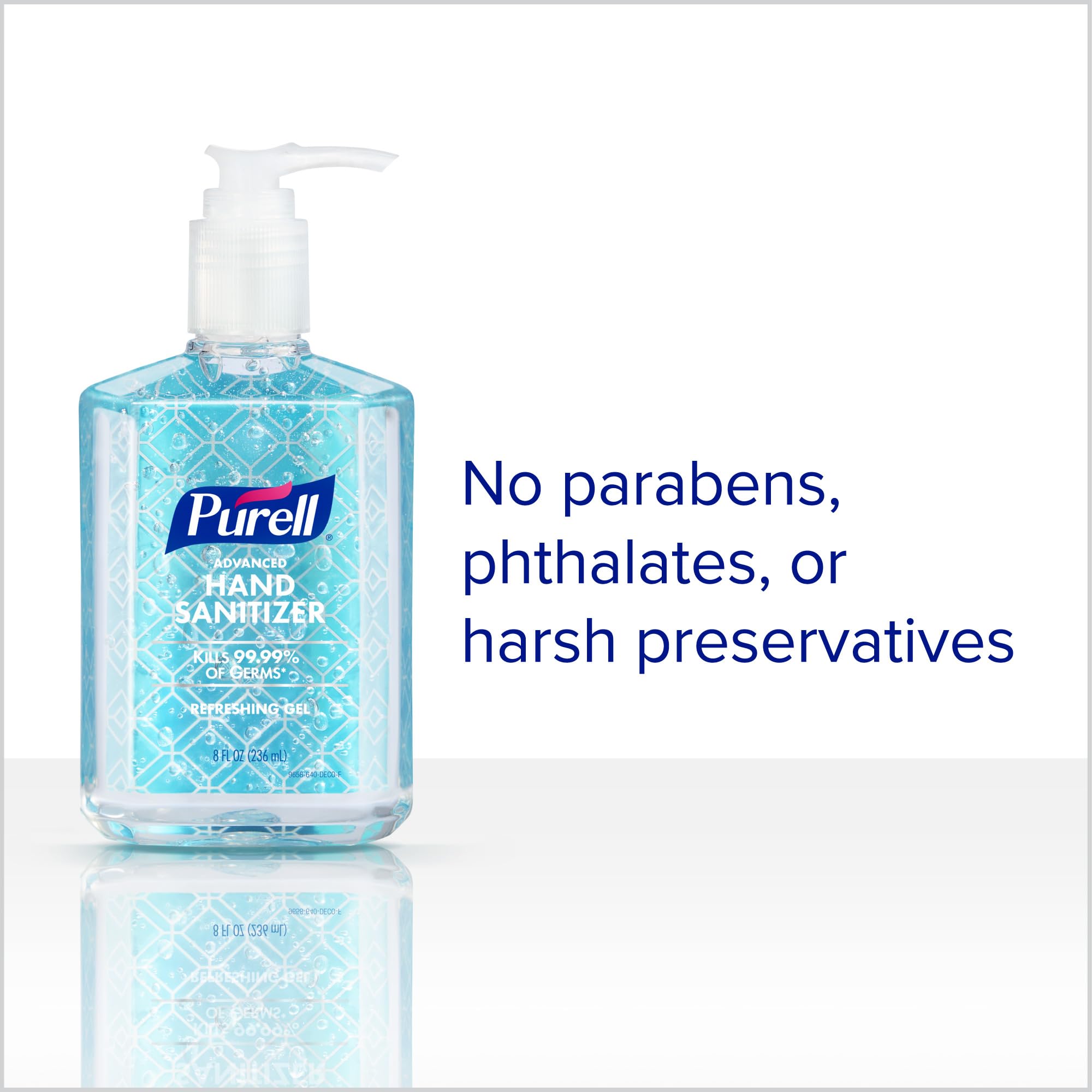 Purell Advanced Hand Sanitizer Refreshing Gel Design Series, Clean Scent,Clear, 8 Fl Oz Pump Bottle (Pack of 4), 9652-06-ECDECO