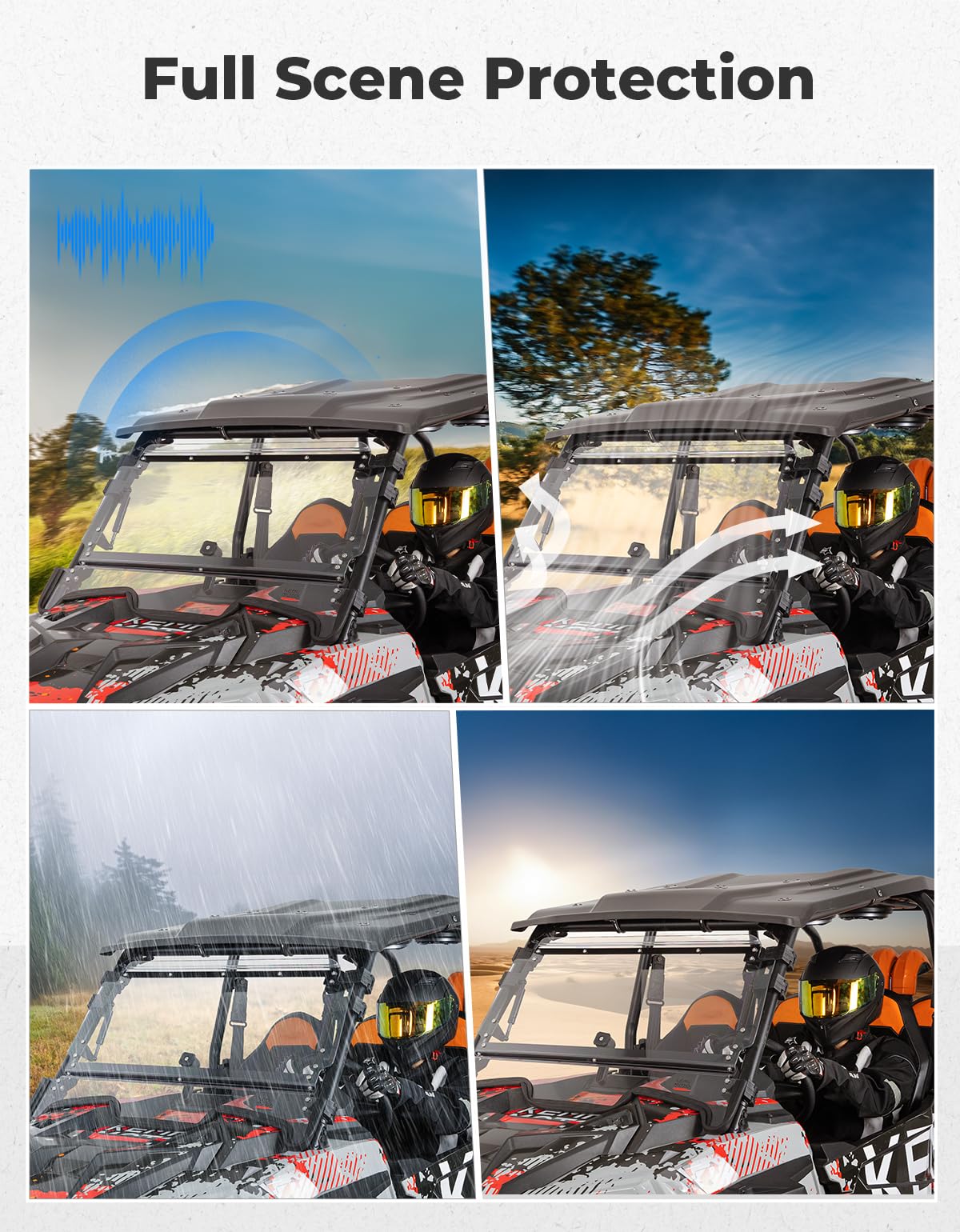 KEMIMOTO 19-23 XP 1000 Flip Up Windshield Upgraded Fit and Seal, Compatible with 2019-2023 Polaris RZR XP 1000 /RZR XP Turbo 2 and 4 Seater, Heavy Duty 2-IN-1 Folding Window Hard Coated PC