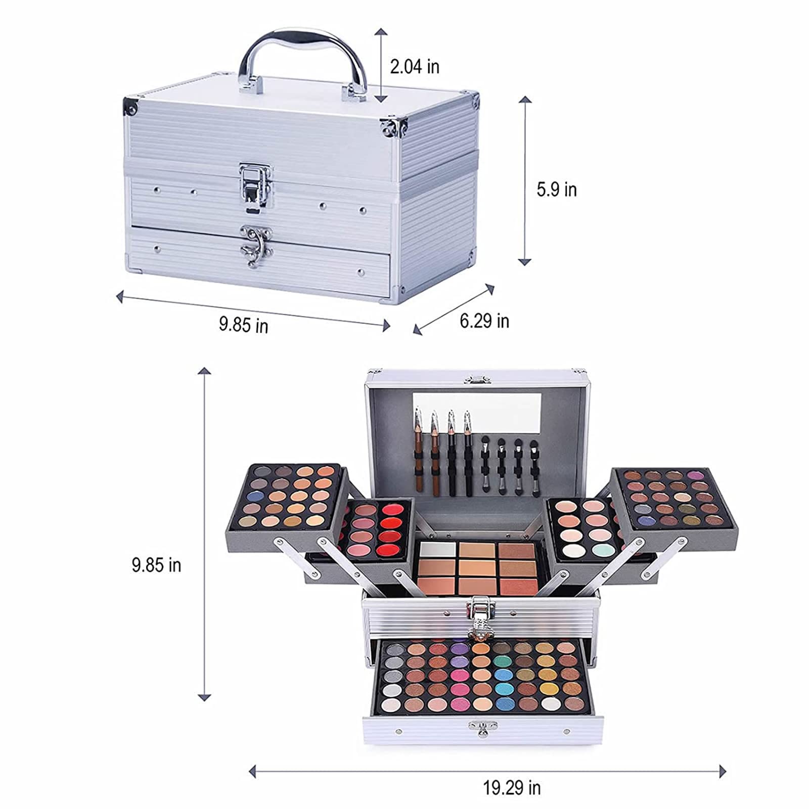 UNIFULL 132 Color All- In- One Makeup For Women Full Kit,Professional Makeup Kit,Makeup Gift Set for Women,Girls&Teens,Include eyeshadow/lipstick/concealer/Lip Gloss/Eyeliner/Mascara(006N2-Silver)