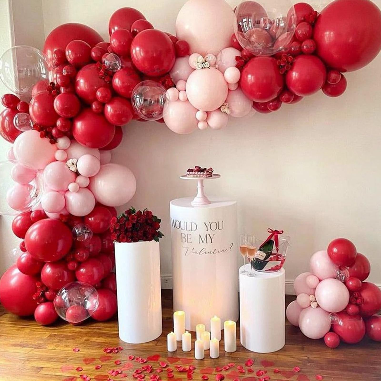 PartyWoo Red and Gold Balloons, 60 pcs 12 Inch Maroon Ruby Dark Red Burgundy Metallic Gold Confetti Balloons for Graduation Christmas Wedding Valentine's Day New Year Birthday Party Decorations