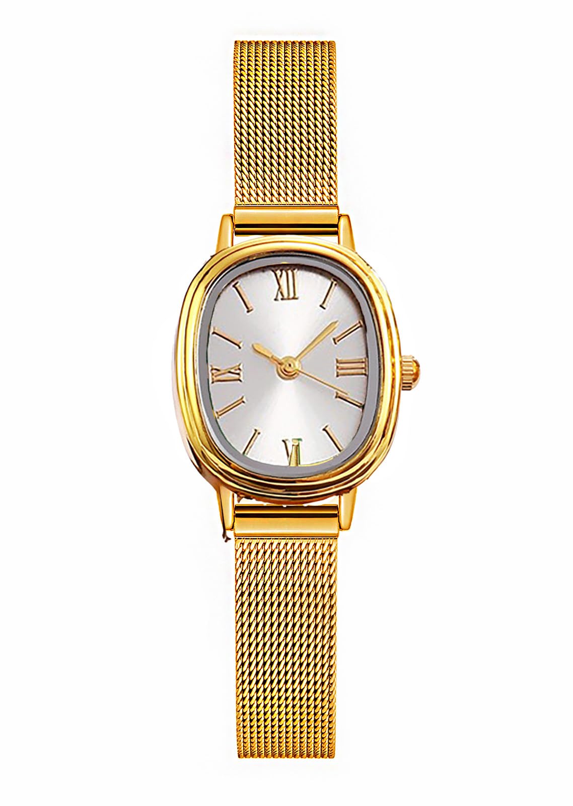 BESTKANG Simple Women Watches Stainless Steel Mesh Strap Waterproof Quartz Wristwatch Fashion Women's Bracelet Watch (White)
