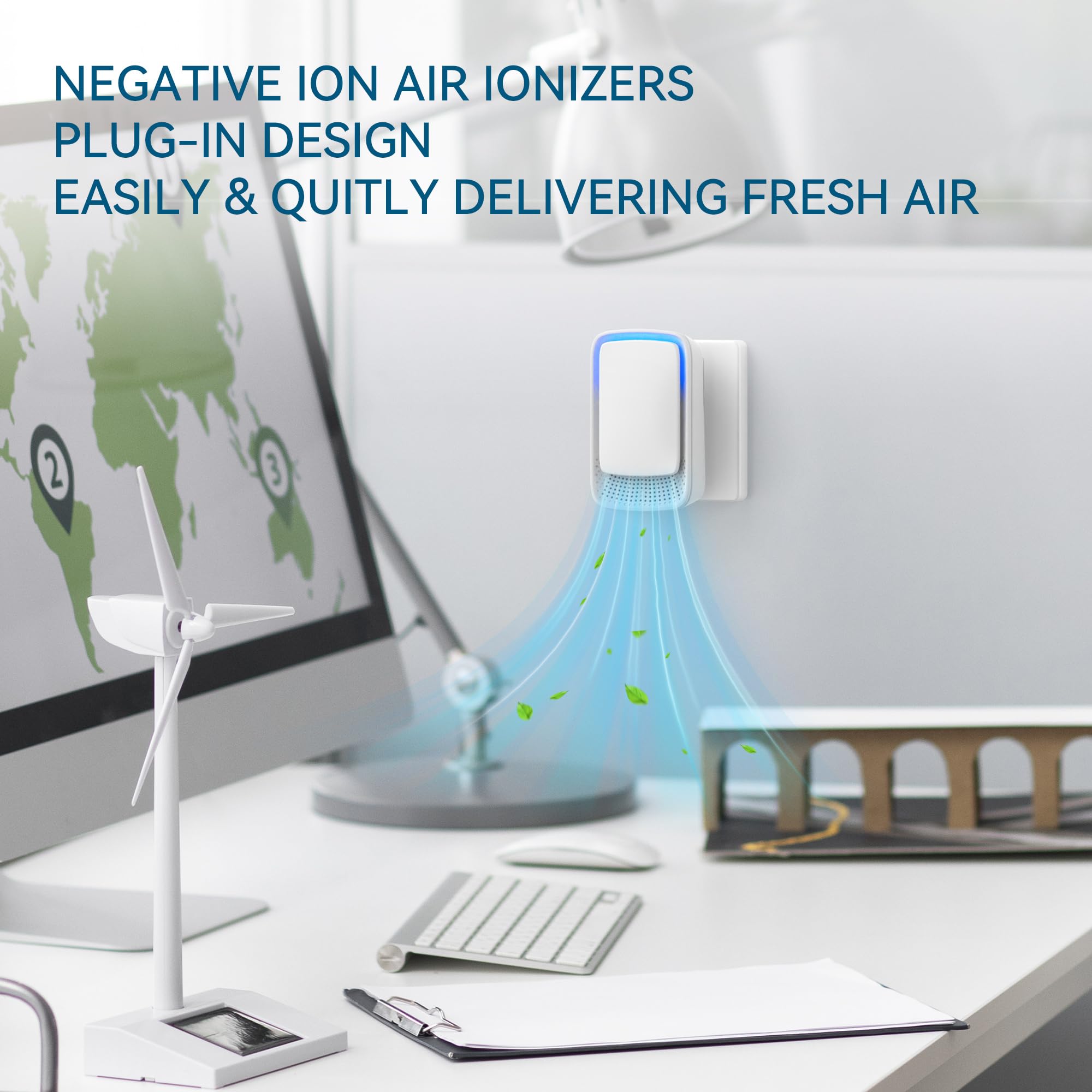 Air Ionizers for Home, Plug In Negative Ion for Bedroom, Study, Office, Gym, Hotel, Kitchen, Mini Air Cleaner (4 Pack)