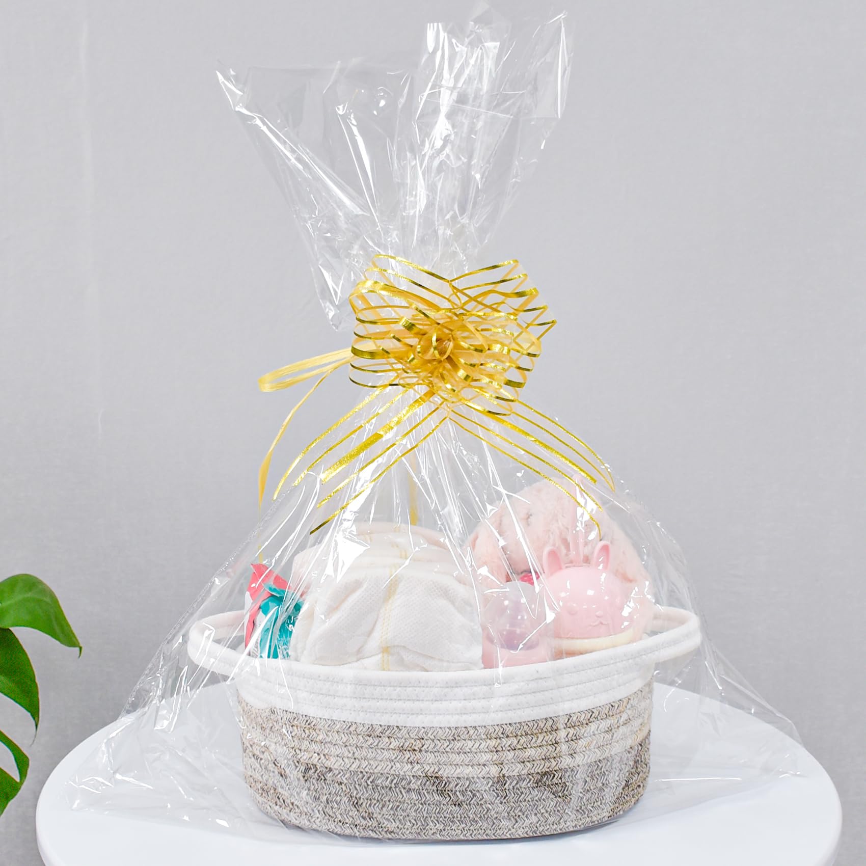 ABenkle Small Woven Basket, 12"x 8" x 5" Cute Small Basket, Rope Room Shelf Storage Basket, Cat Dog Toys Basket Chest Box, Empty Decorative Gift Basket with Handles - White & Mixed Brown & Dark Brown