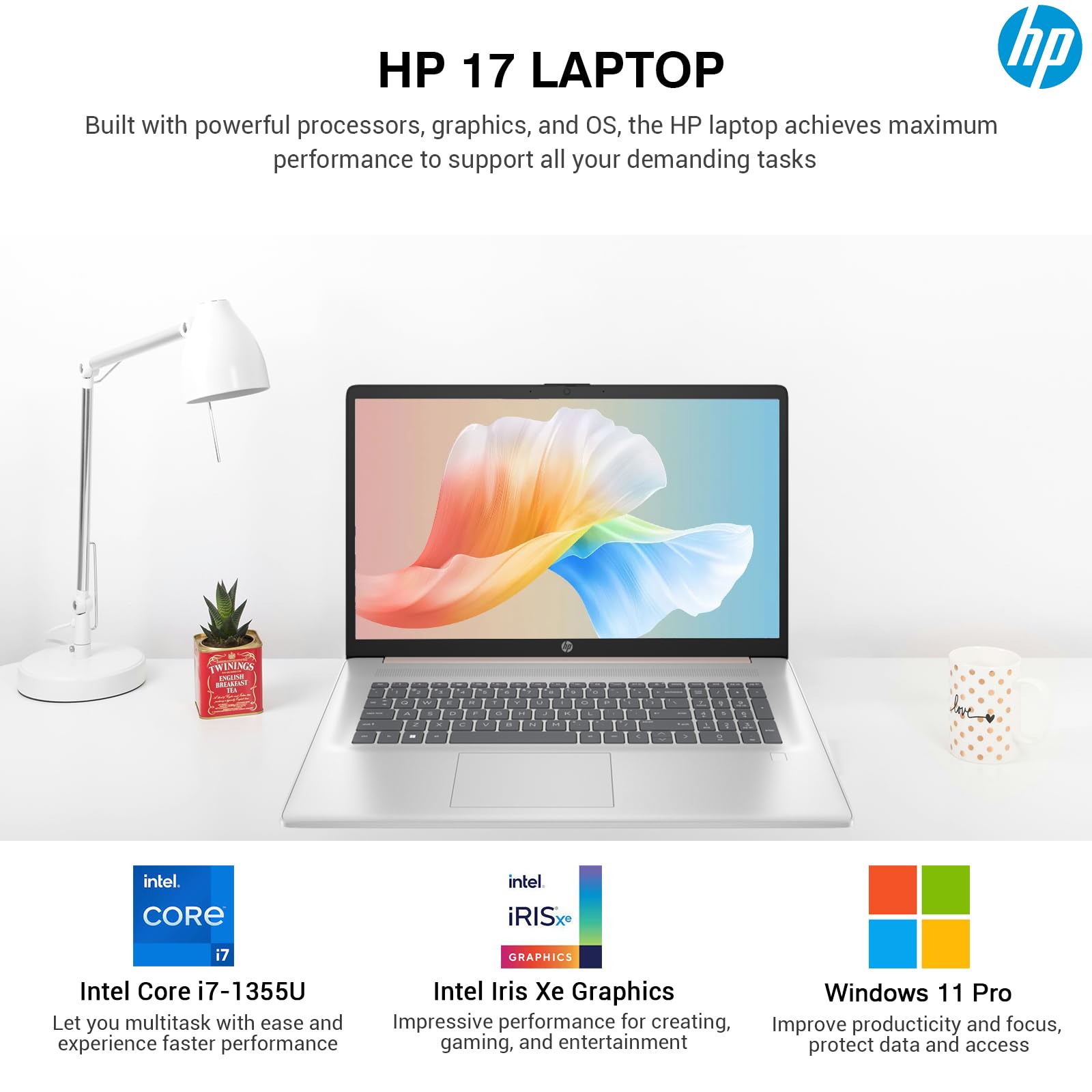 HP 17 Touchscreen Laptop PC, 17.3 Inch HD+ Touch Screen Business Laptop Computer, Intel 10-Core i7, Windows 11 Pro, 10-Key Backlit Keyboard |Fingerprint | Rose Gold | 32GB RAM 1TB SSD