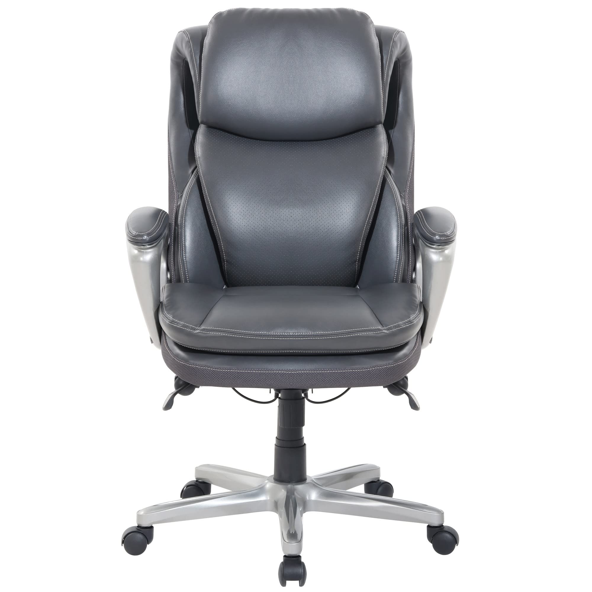 Serta® Smart Layers™ Arlington AIR™ Bonded Leather High-Back Executive Chair, Dark Gray/Silver