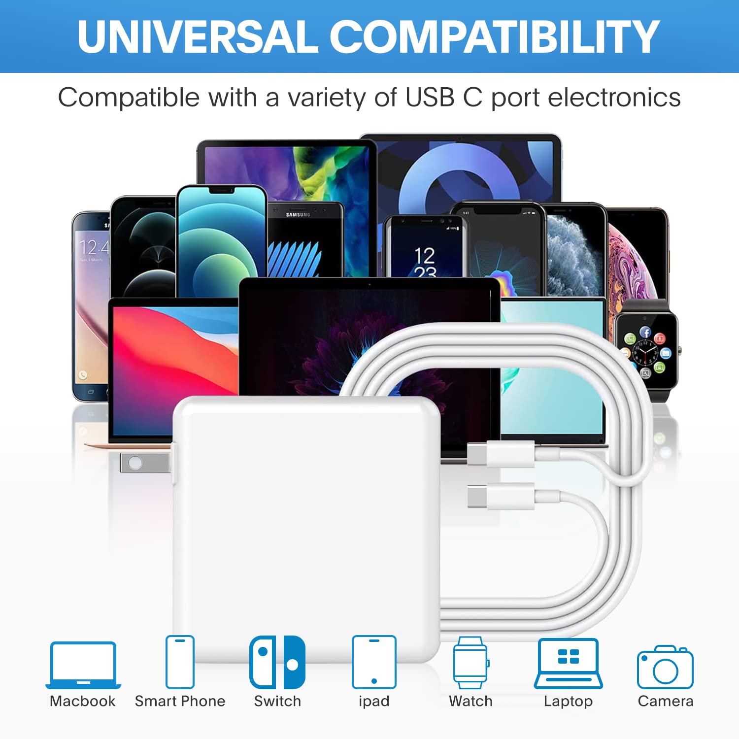 Mac Book Pro Charger - 118W USB C Charger Fast Charger Compatible with MacBook pro/Air, M1 M2 M3 M4 M5, ipad Pro, Samsung Galaxy and More, Include Charge Cable