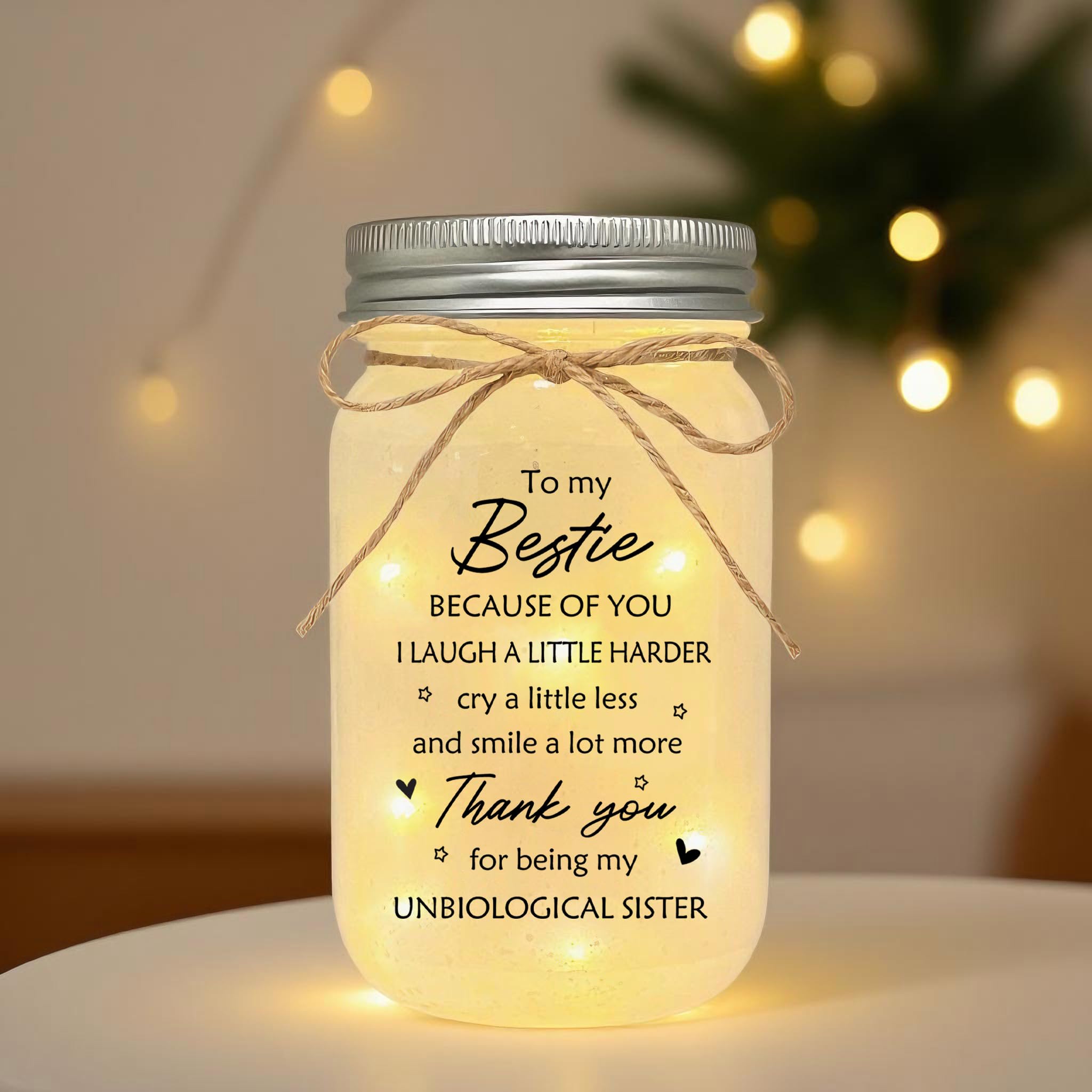 LE XIAOXI Best Friend Birthday Gifts for Women, Mason Jar Night Lights - Christmas Mother's Day Birthday Gifts for Women Friendship