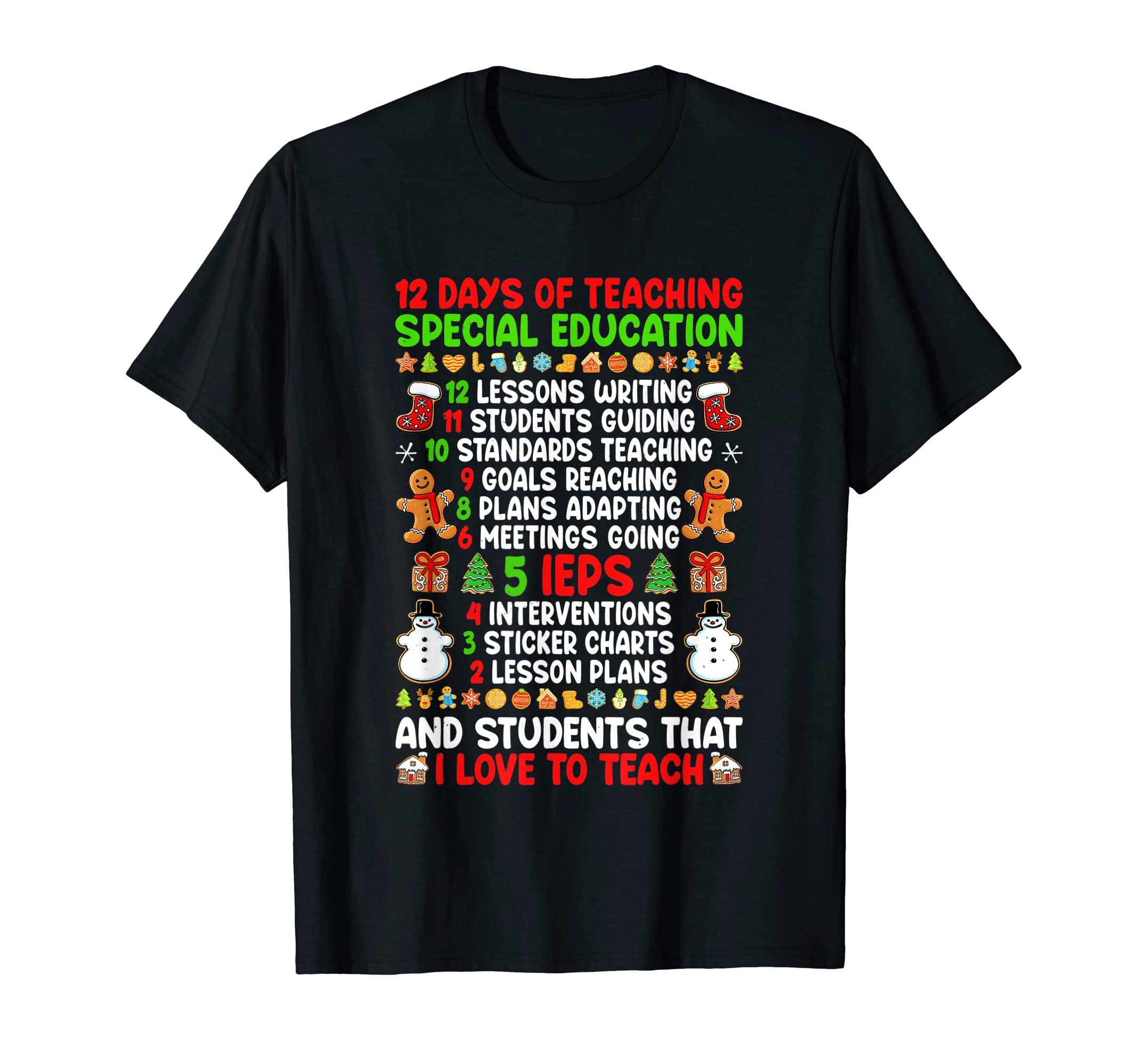 12 Days Of Teaching Special Education Christmas Teacher T-Shirt
