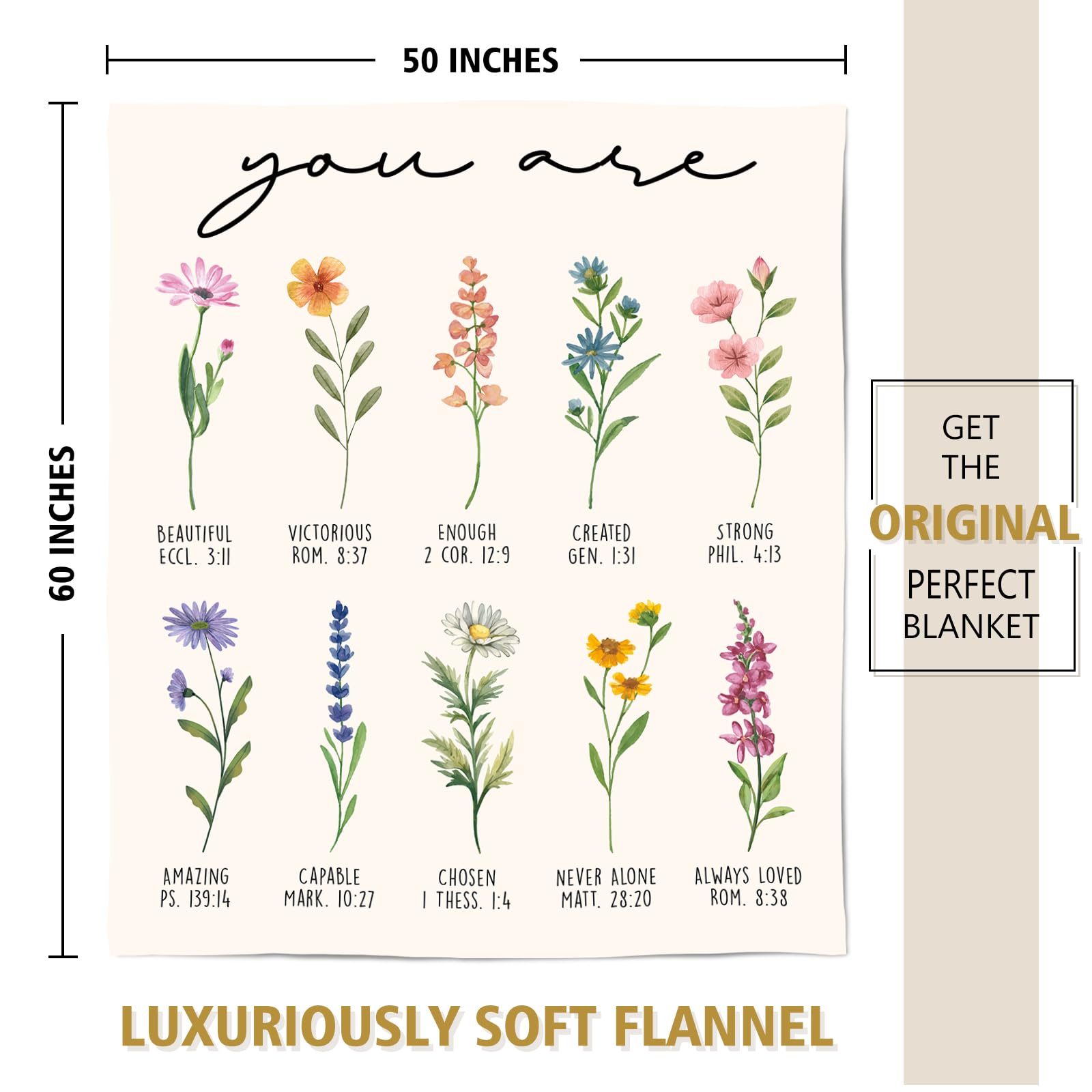 Afterprints Christian Gifts for Women, Christian Blanket with Flowers, Birthday Gifts for Women, Christmas, Inspirational, Religious Gifts for Sister, Friend, Daughter, Soft Throw Blankets 50'' x 60''