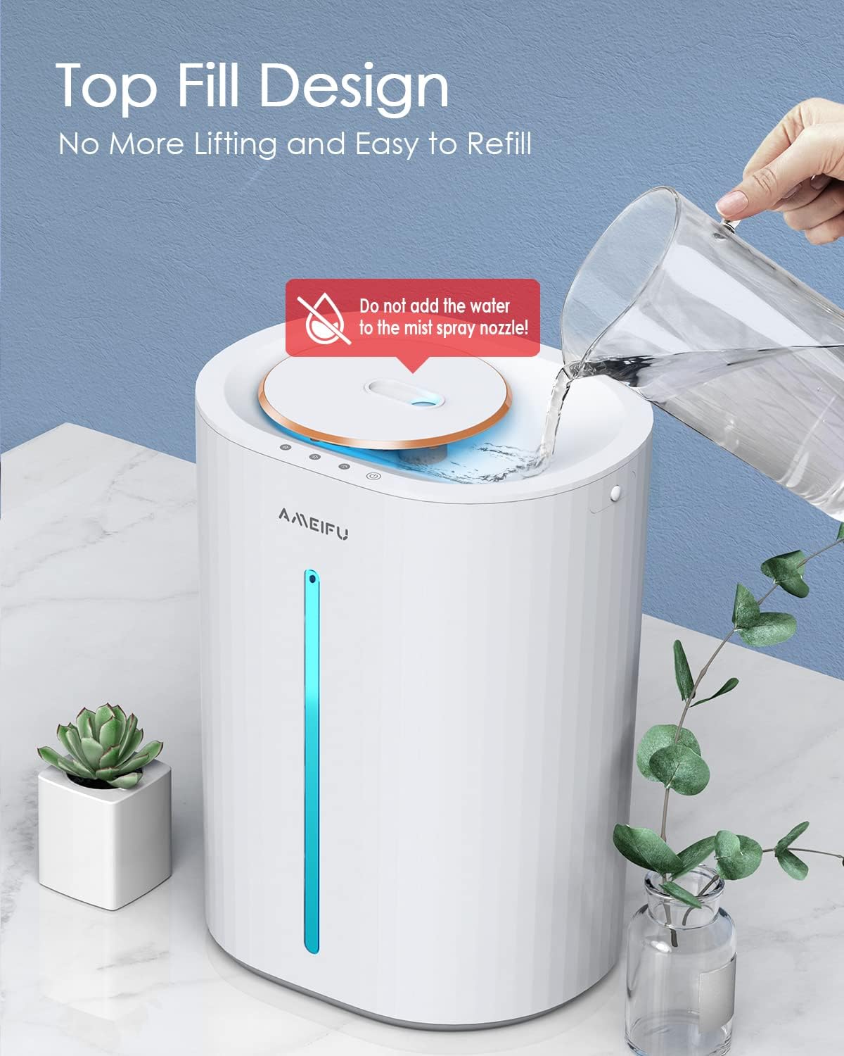 6.5L Humidifiers for Large Room Bedroom, Top Fill Humidifier, Quiet Cool Mist Humidifiers for Home, Baby, Pets, Plants, 54 Hours Run Time, Easy to Clean