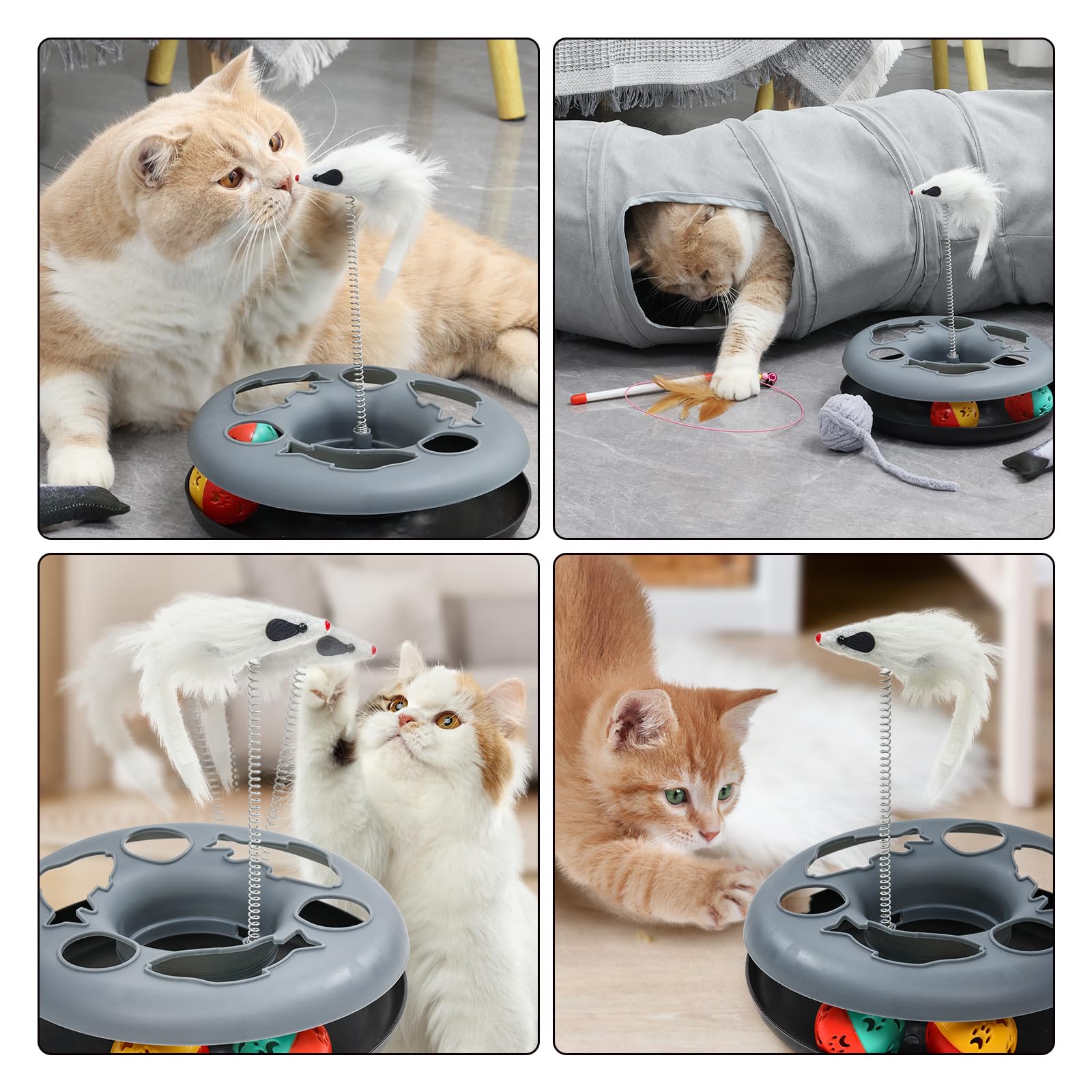 TSEB4TEP Cat Tunnel, Indoor Cat Toy, Roller Track Cat Toy, Collapsible S-Shaped Play Tube, 10.5 Inch Diameter Maze Cat House for Cats, Puppies, Rabbits, Ferrets, Cat Toy Set