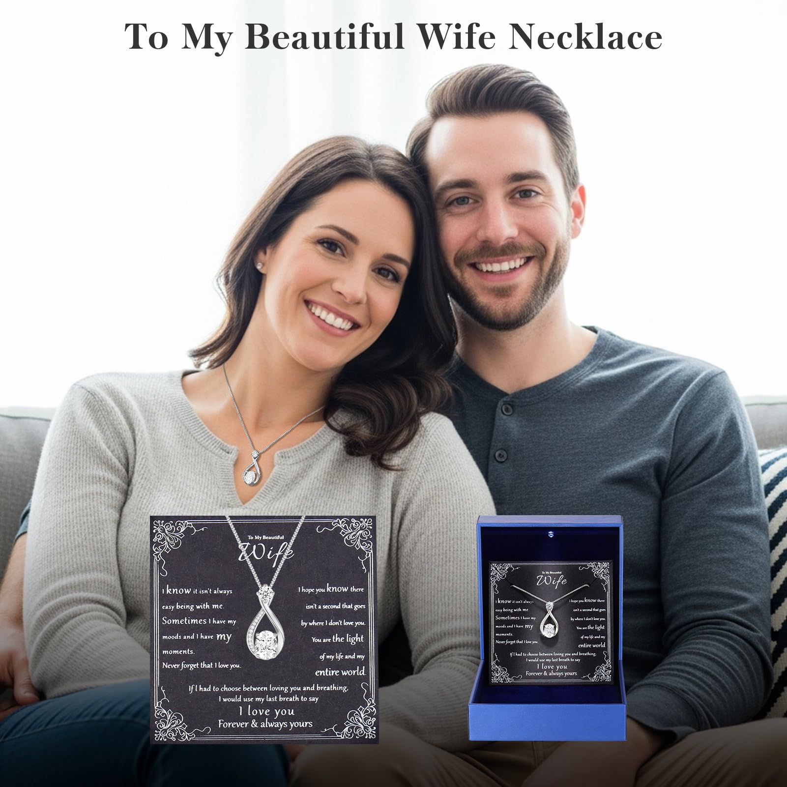 geweio 1.5CT Moissanite Infinity Pendant Necklace Anniversary Wedding Gifts for Women Wife Her S925 Sterling Silver 18K White Gold/Gold Filled Jewelry for Birthday Mothers Christmas Valentines Day