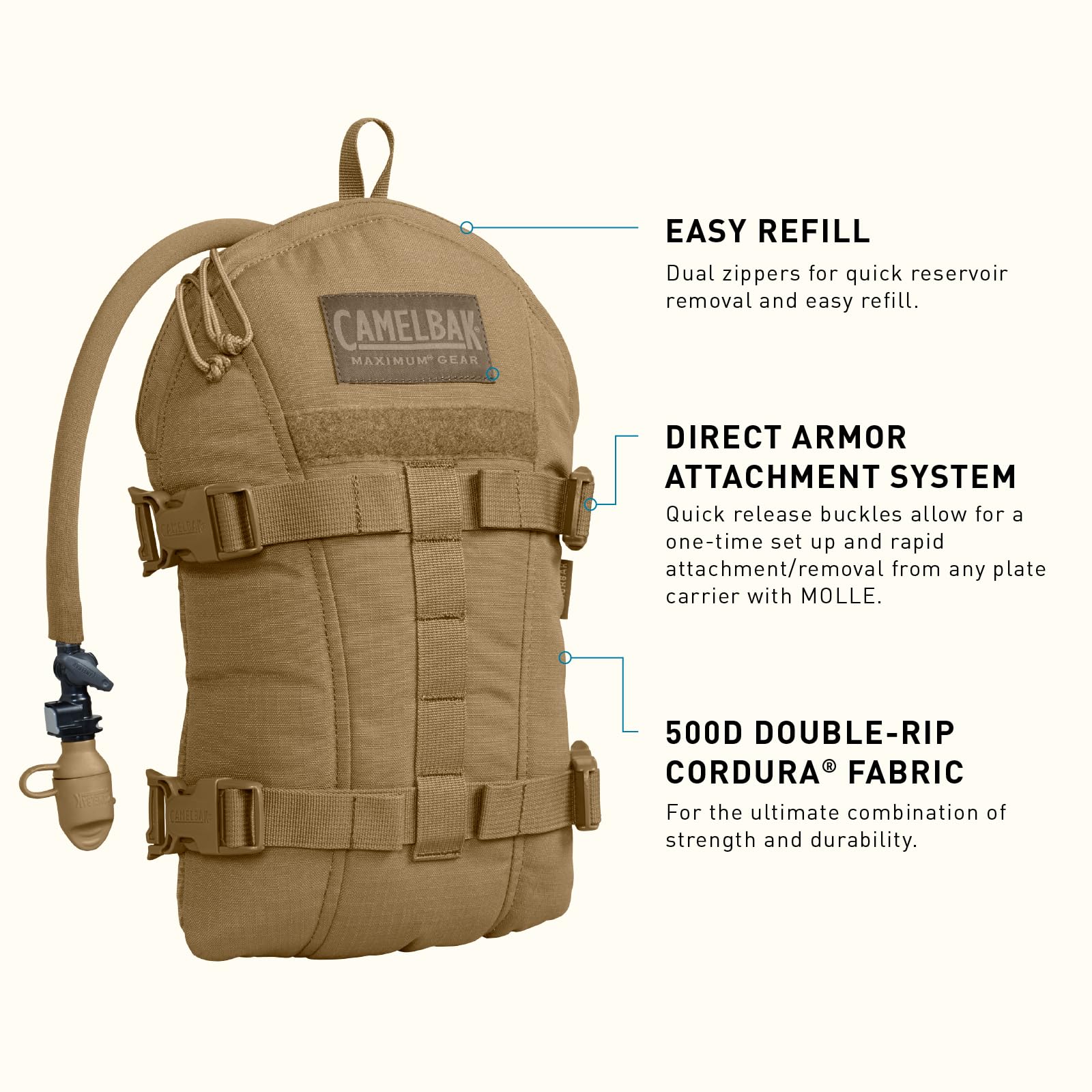 CamelBak Armorbak Tactical Hydration Pack Mil Spec Crux Reservoir Coyote, 100oz/3L