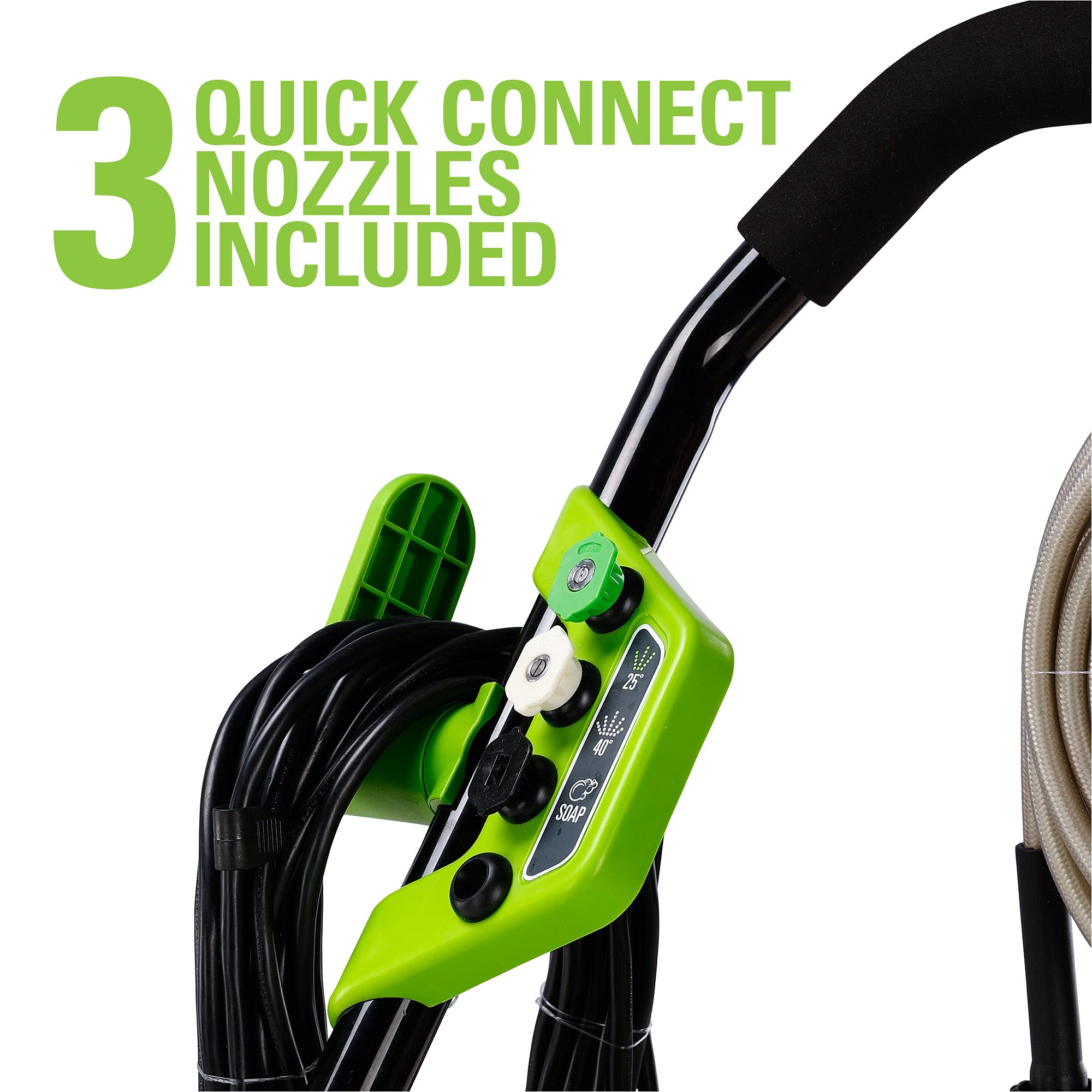 Greenworks 2000 Max PSI @ 1.1 GPM (13 Amp) Electric Pressure Washer (Black Frame) PWMA Certified, Green