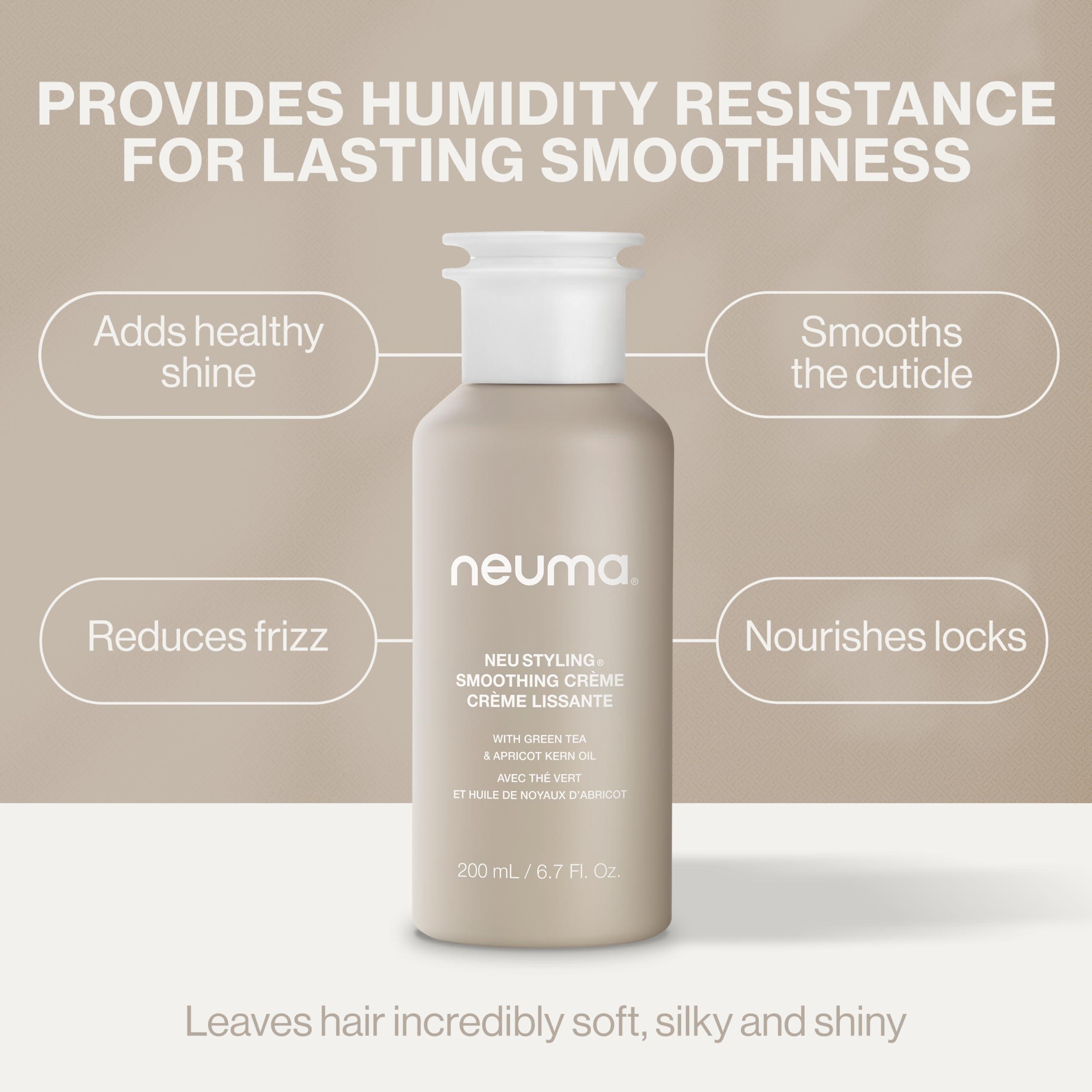 NEUMA Neu Styling Smoothing Crème 6.7 Fl. Oz. Anti-Frizz Styling Cream with Lavender, Mandarin & Vanilla Scent, Hair Smoothing Cream