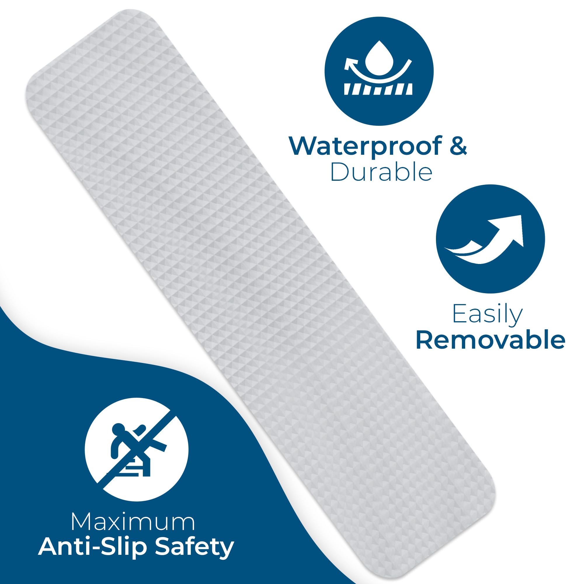 Homergy Wavy Line and Rectangle – Anti-Slip Shower Stickers, 48 PCS Clear Adhesive Safety Strips