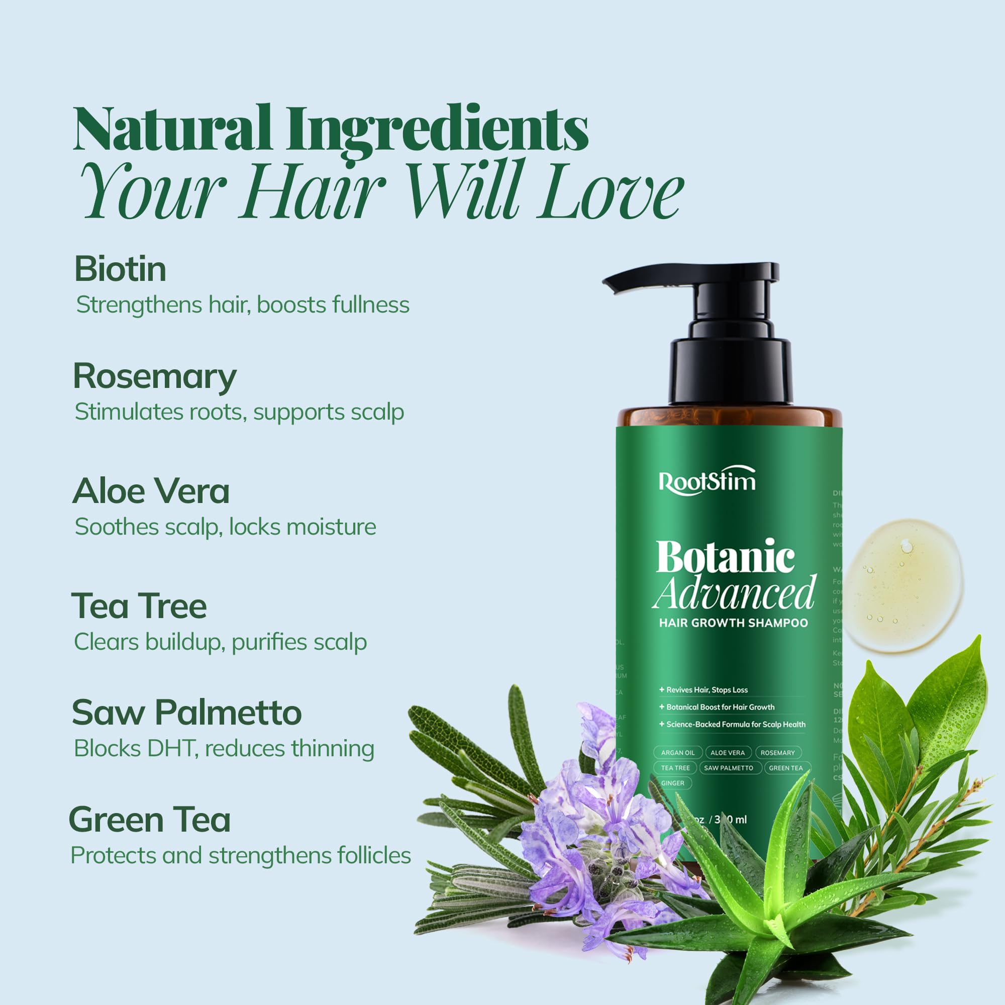 Hair Growth Shampoo with Rosemary and Biotin - Hair Thickening & Hair Loss Shampoo for Men and Women, Sulfate & Paraben-Free Scalp Care for All Hair Types(12.8 Fl Oz)