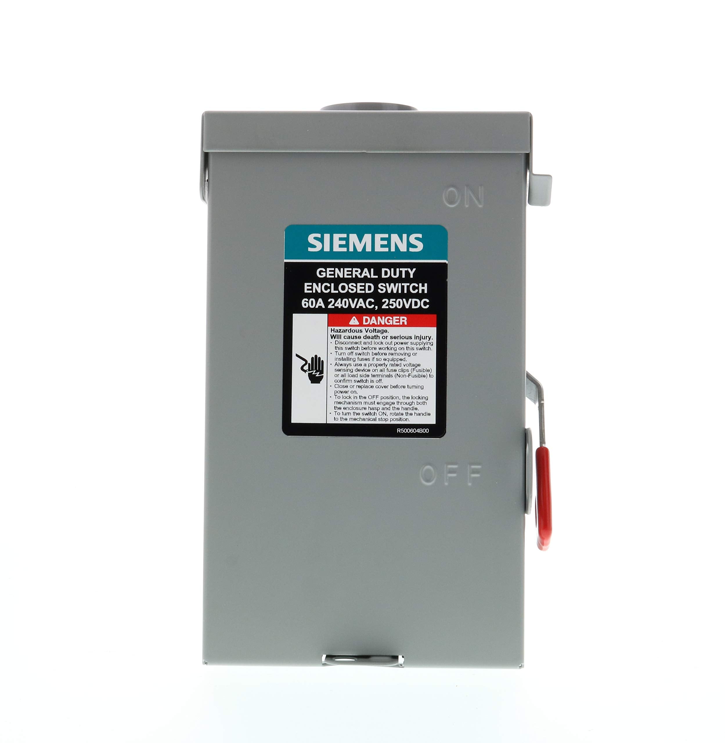 Siemens GNF322RA 60-Amp, 3-Pole, 240V General Duty Compact Series Safety Switch, Non-Fusible, Outdoor