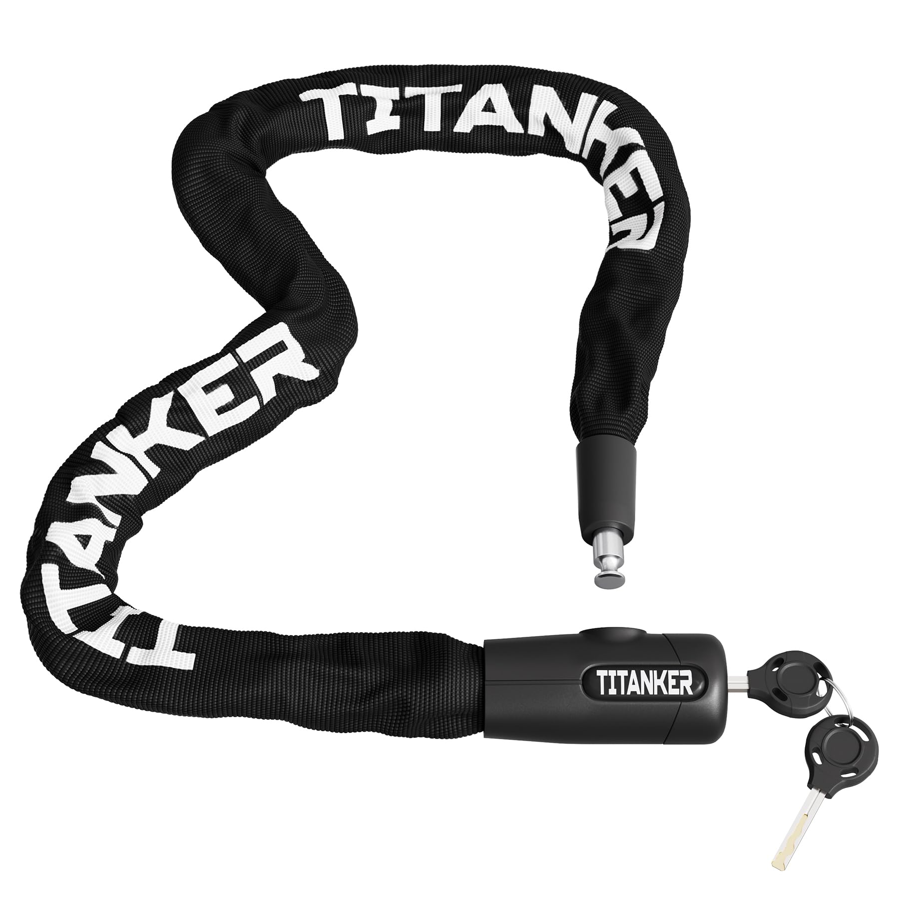 Titanker Bike Chain Lock, Security Anti-Theft Chain Lock for Motorcycle, Bicycle, Door, Gate, Fence, Grill (6mm, 8mm, 10mm Thick Chain) (Black-8mm Chain)