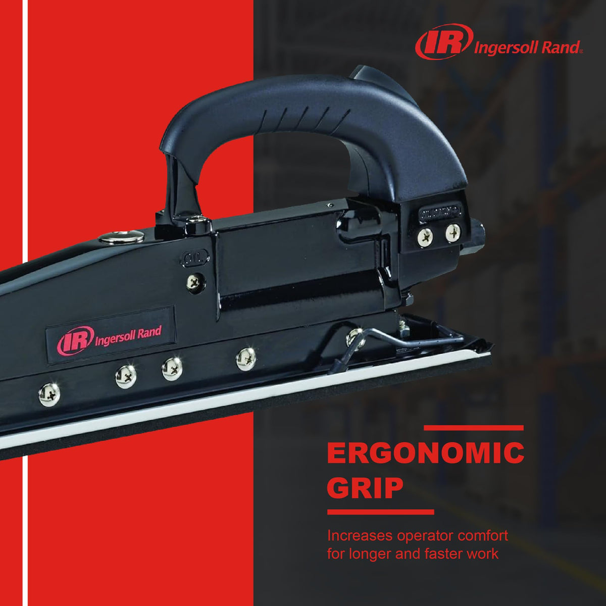 Ingersoll Rand 315G Straight Line Air Sander, Edge Series Pneumatic Tool, Heavy Duty Sanding, Leveling Large Flat Surfaces, Dual Piston Design, Black