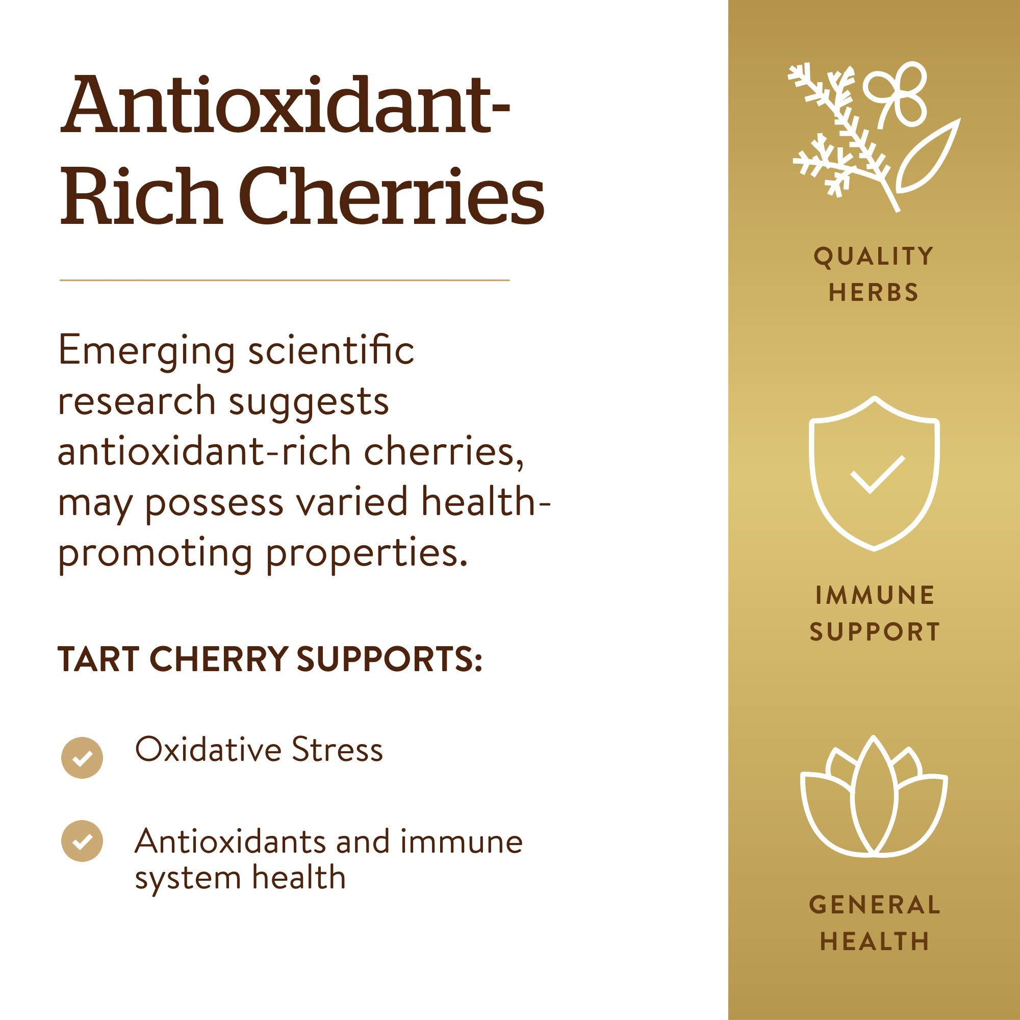 Solgar Tart Cherry 1000 mg, 90 Vegetable Capsules - Antioxidant with Quercetin, Chlorogenic Acid & Anthocyanins Compounds - Non GMO, Vegan, Gluten Free, Dairy Free - 90 Servings