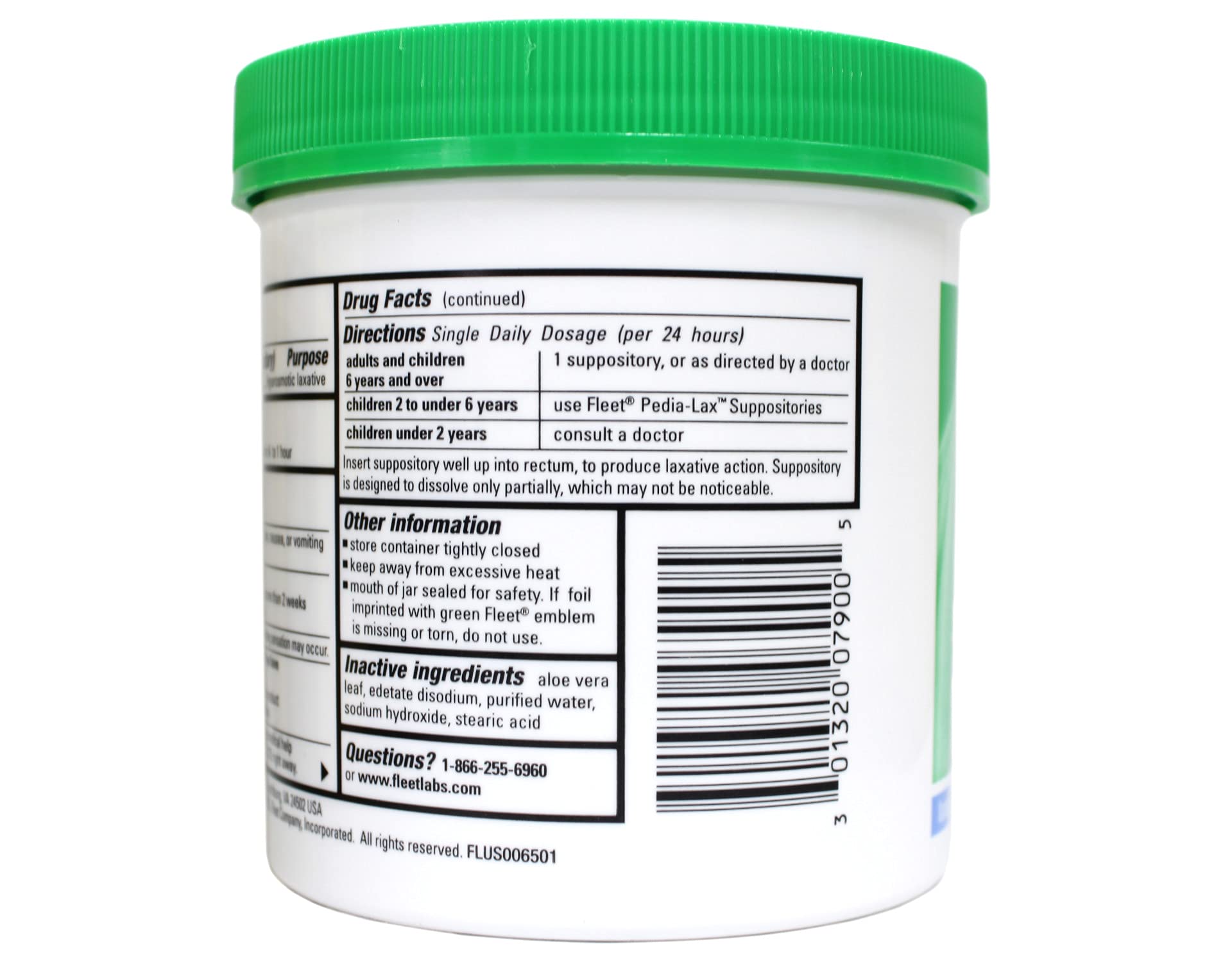 Fleet - Glycerin Suppositories, Laxative, Adult Jar, 100 Each (2-Pack)