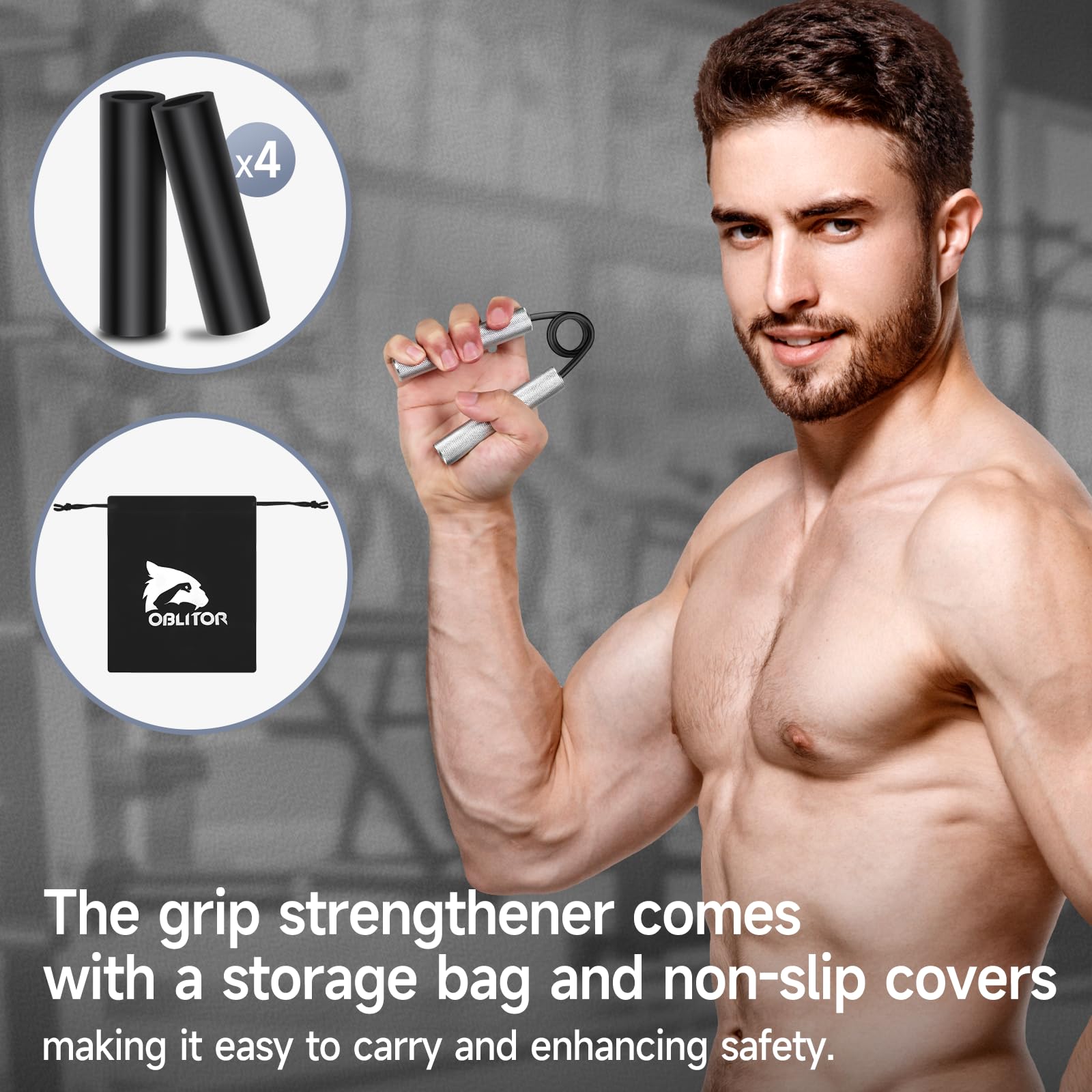 Oblitor Grip Strength Trainer 4 Pack,50LB-200LB Hand Exerciser Gripper Forearm Finger Strengthener Non-Slip Suitable for Hand Rehabilitation Finger Strength Training, Muscle Building, Home Gym