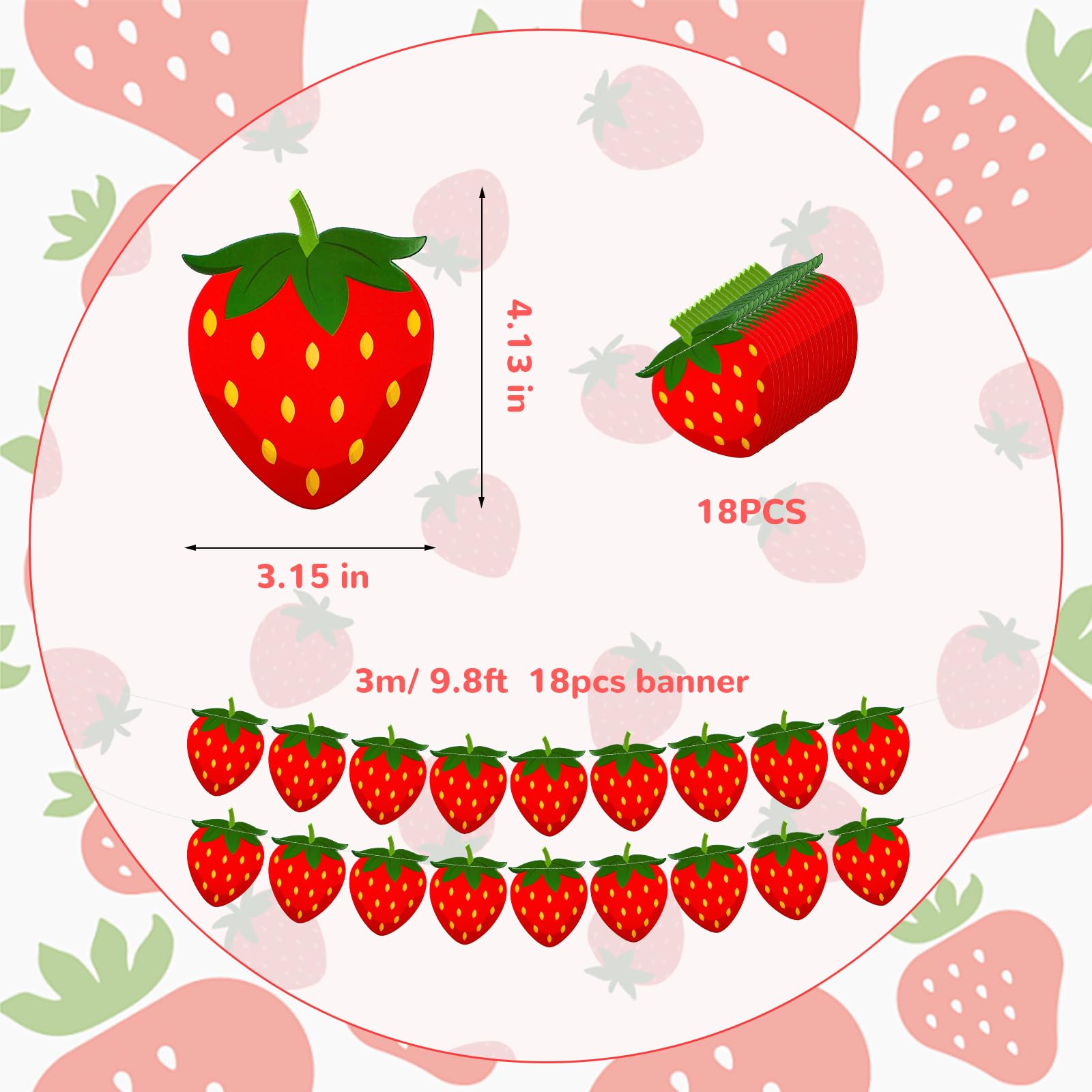 YFDFFSDCY 25 Pcs Berry First Party Decor Strawberry 1st Birthday Decorations Strawberry Hanging Banner Berry Balloons Strawberry First Baby Shower Decorations for Girls