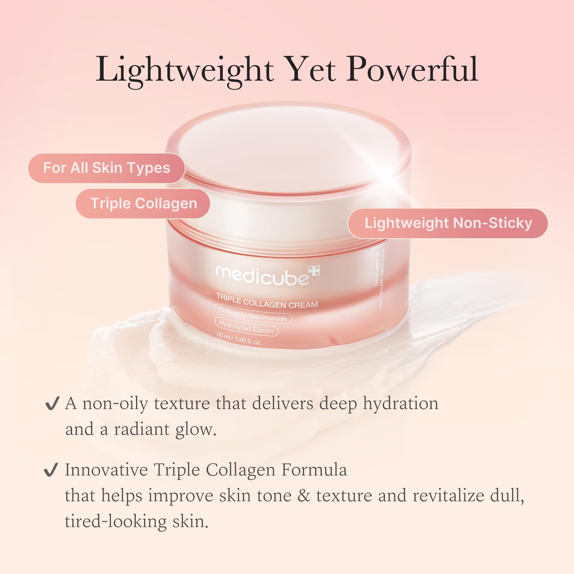 medicube Triple Collagen Prep and Glow Duo: Triple Collagen Cream and Triple Collagen Toner | Hyaluronic Acid, Premium Elastin for Boosting Skin's Moisture Barrier | Korean Skin Care