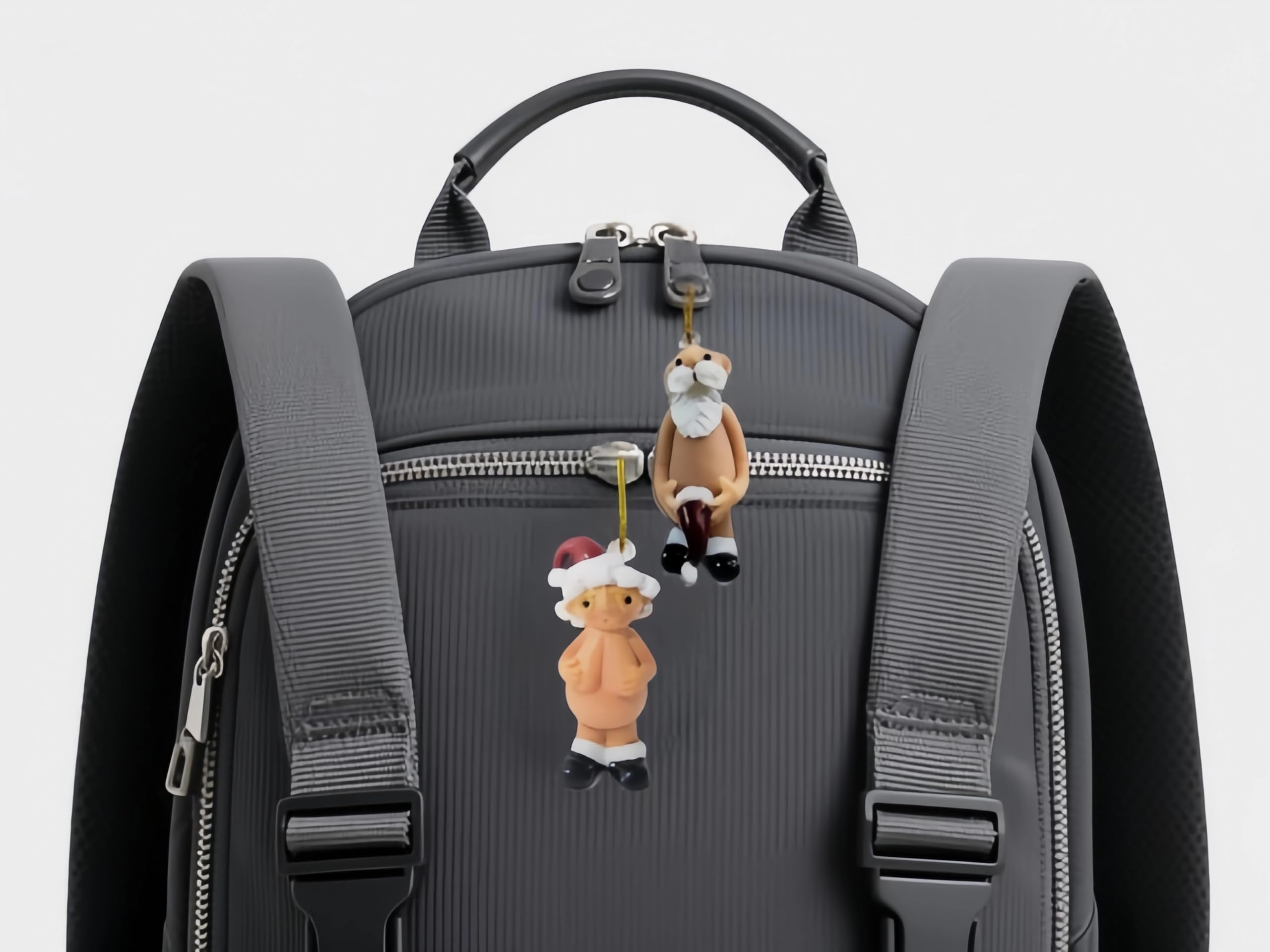 2-Pack Funny Santa Claus Christmas Ornaments, Suitable for Ornaments in car, Bag, Keychain, Home Party Decoration, Unique Gift