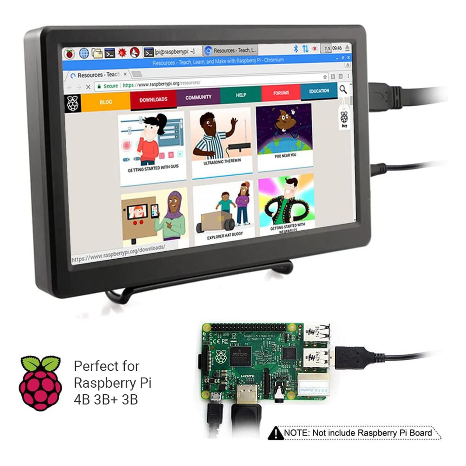 ELECROW Portable Monitor 10.1 Inch Screen IPS Monitor 1920x1080P with HD VGA Port Build-in Speakers VESA Mount for Raspberry Pi 5/4/3/400 Windows 11/10/8/7 PS Xbox