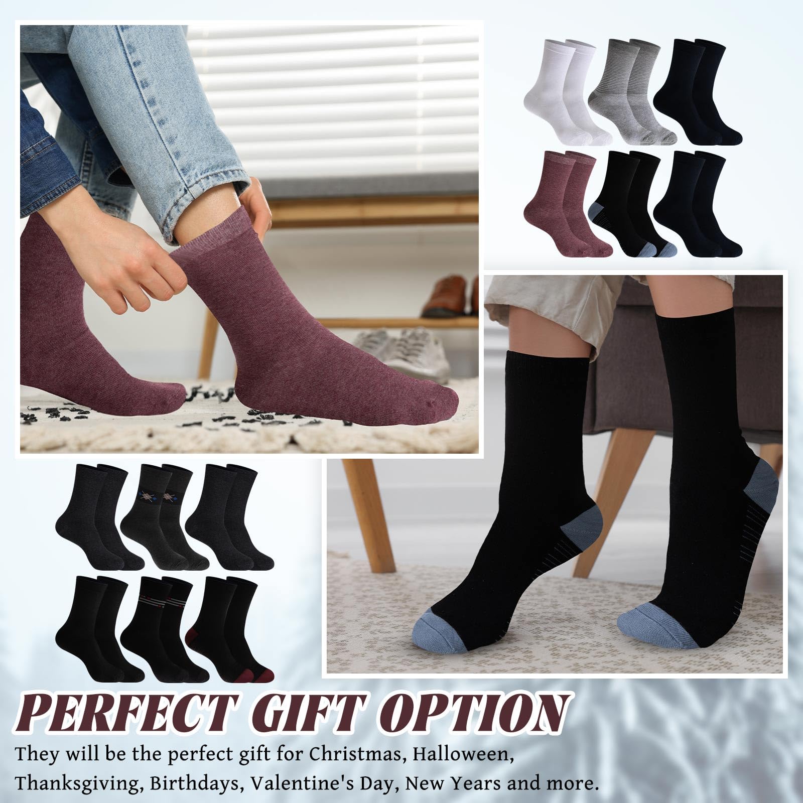 Croloose 120 Pairs Mens Socks Bulk for Homeless Donation Moisture Wicking Socks Athletic Casual Winter Socks in Bulk for Unisex Adult Homeless