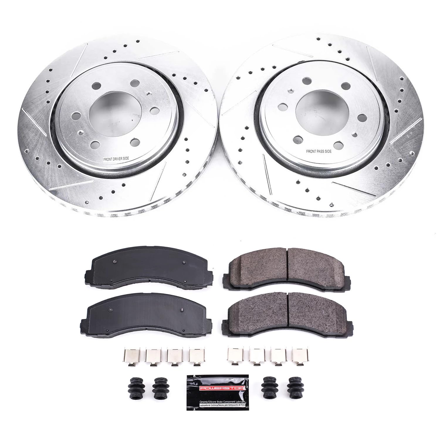 Power Stop K3167 Front Z23 Carbon-Fiber Ceramic Brake Pads and Drilled Slotted Rotors Brake Kit For 2010-2021 Lincoln Navigator Ford Expedition | 2010 2011 2012 2013 2014-2020 Ford F-150 6 Lug
