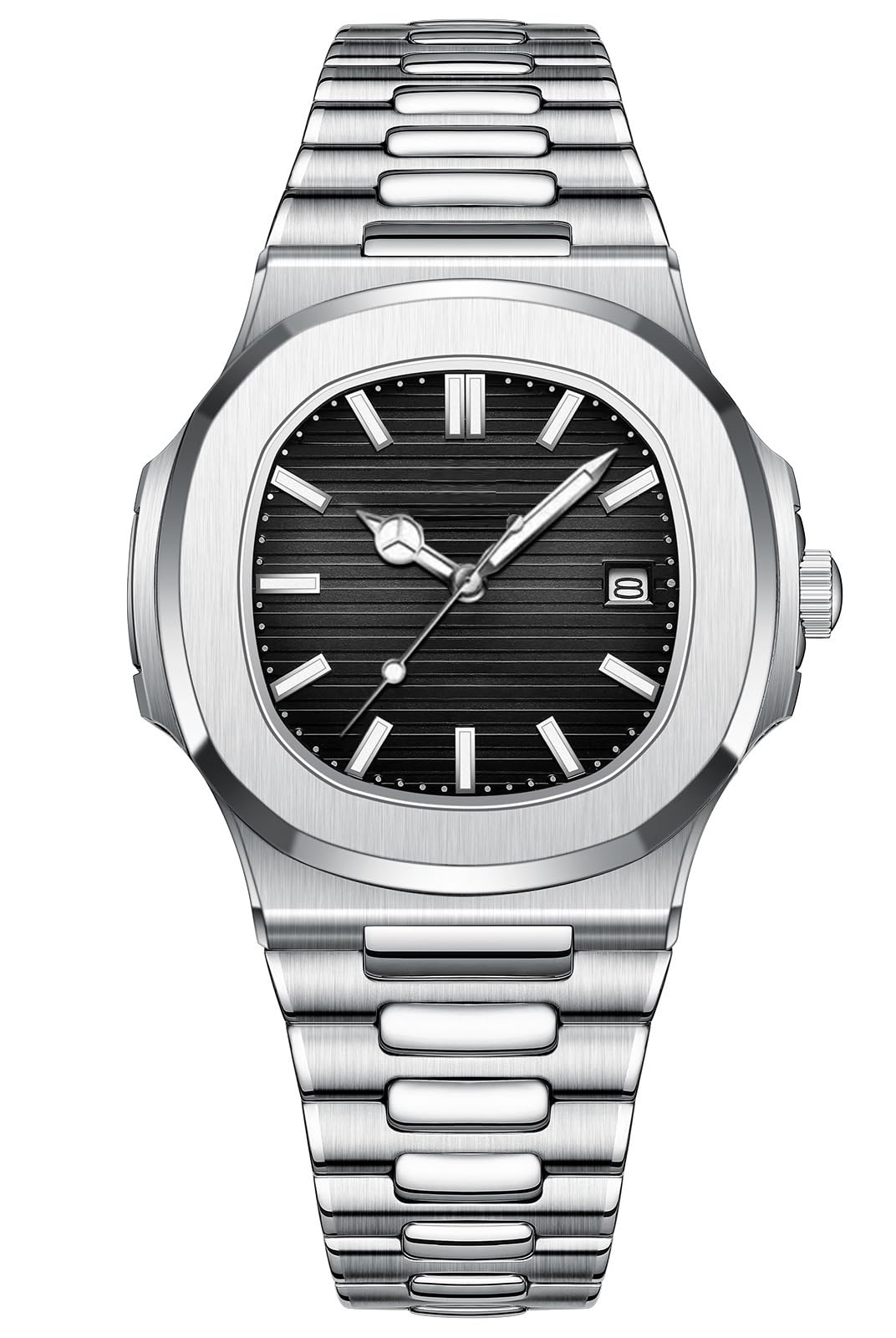 BESTKANG Men Quartz Movement Watch,Waterproof Luminous Men's Watch, Stainless Steel Strap Business Watches (Black)