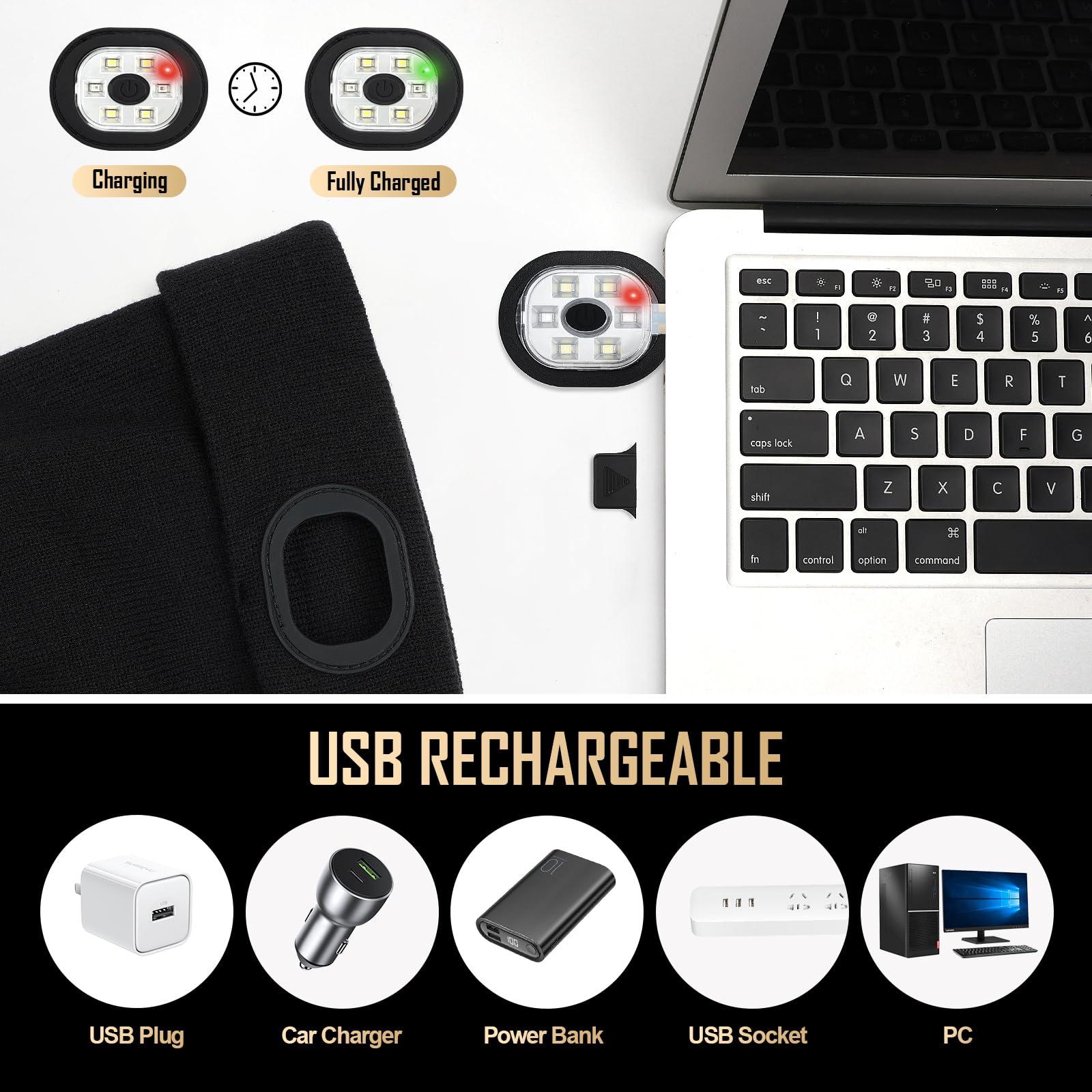 Gifts for Men, Stocking Stuffers for Adults Men LED Beanie Hat with Light, Dad Mens Gifts for Christmas, Unique Gifts for Men Dad Him Husband Grandpa, Unique Stocking Stuffers for Women & Men Black