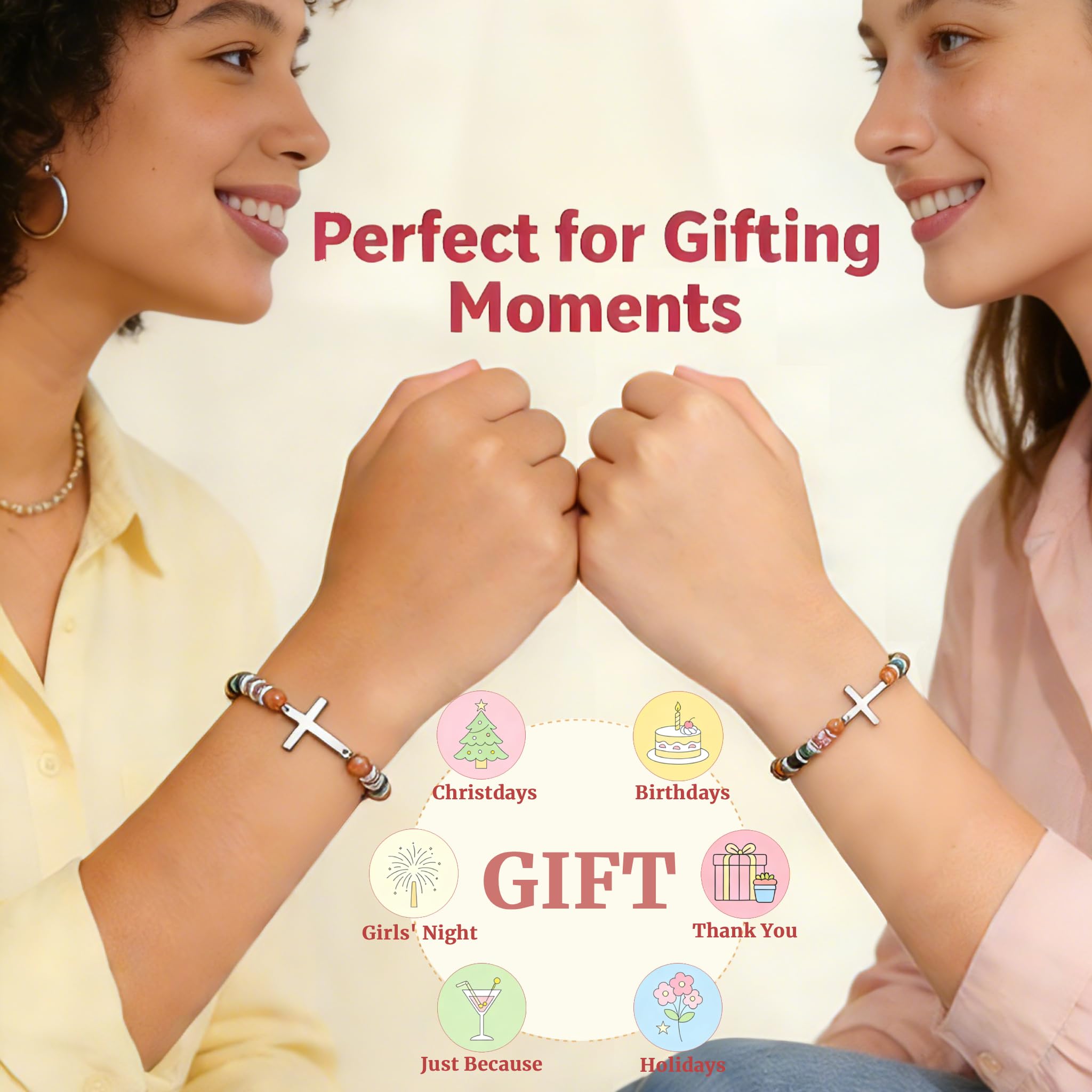 Friendship Cross Bracelet for Women, Meaningful Christian Jewelry Gift for Best Friend, BFF or Sister, Adjustable Inspirational Bracelet for Birthday, Christmas & Everyday Gifting (Best Friend)