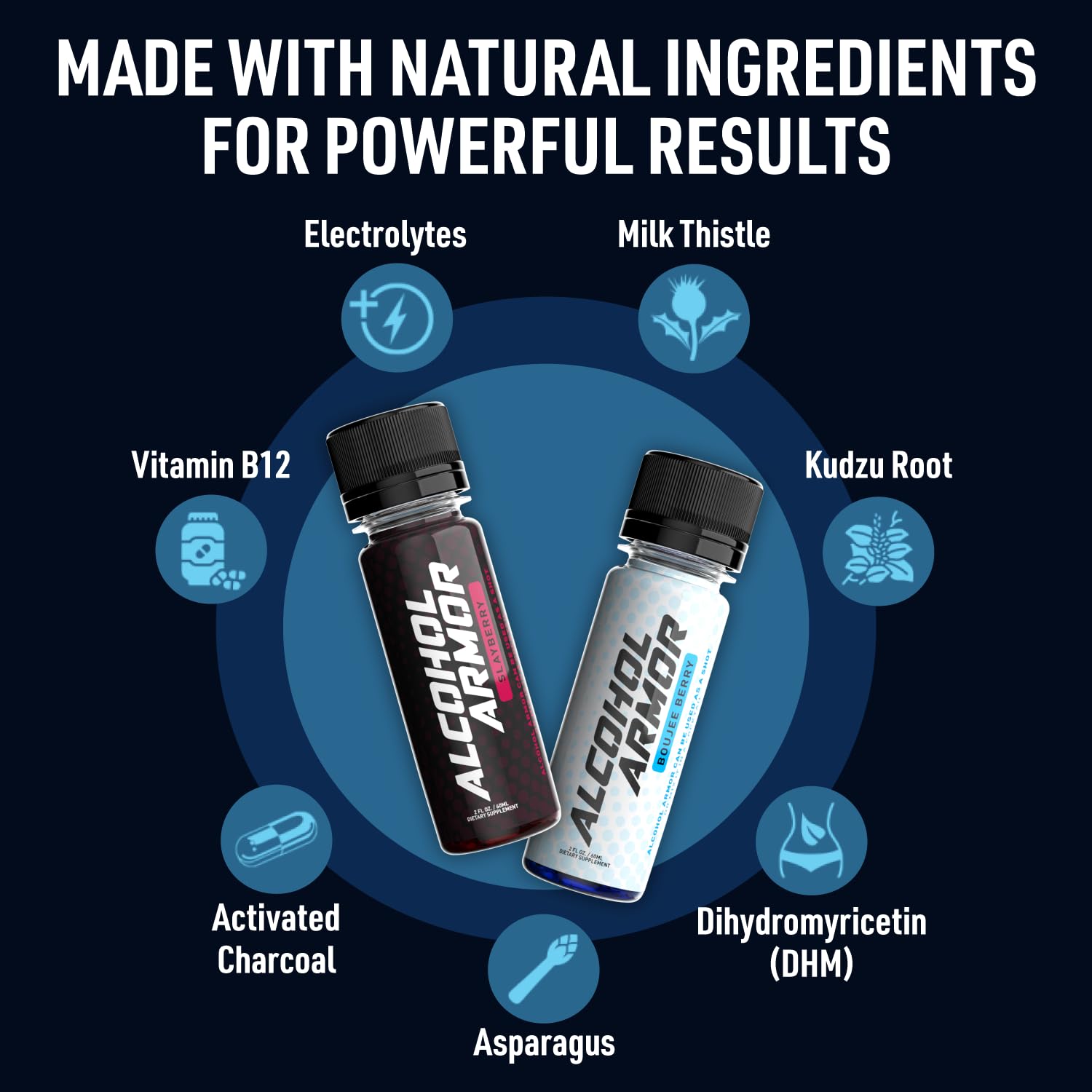 Alcohol Armor Boujee Berry Elixir - Hydration Support, Essential Vitamins and Electrolytes, Vitamin B12, Milk Thistle - 12 Pack