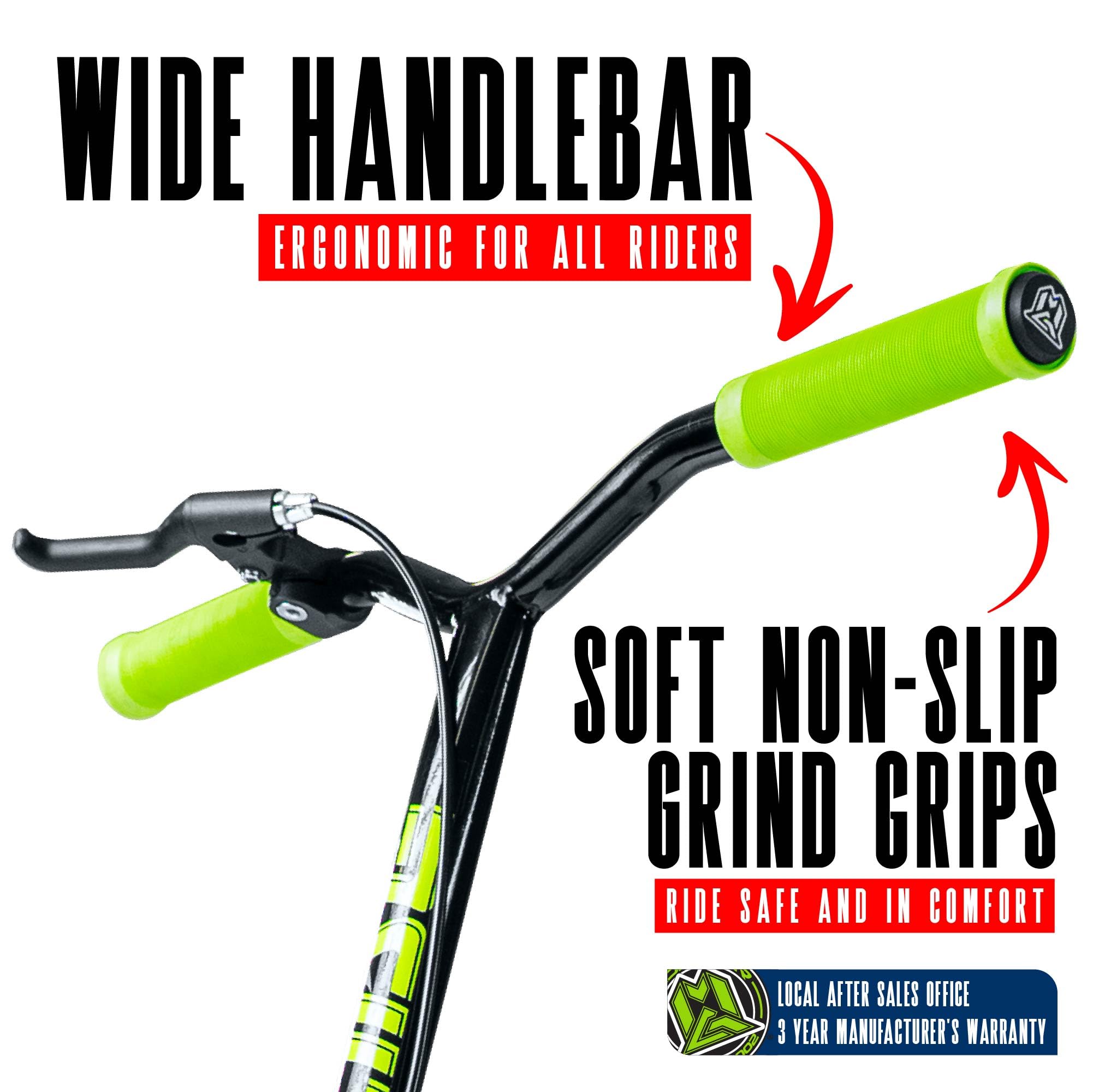 Large Kick Scooter for Adults, Teens & Kids 8-12 with Kickstand – 12" Air-Filled Tires, Wide Deck, Lightweight Steel Frame – Madd Gear Metro Glide 300 (Black Green)