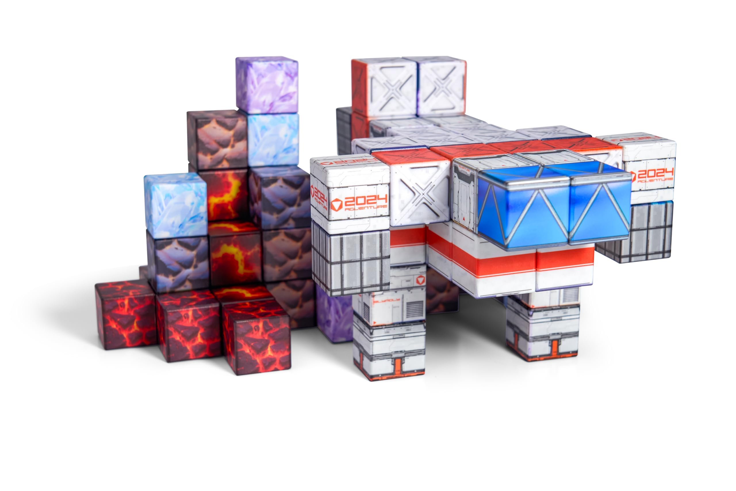 Magnetic Blocks 1.2 inches Space Exploration Editon Build Mine Magnet World Set STEM Building Toy Sensory Gift for Kids Toddler Toys for Boys Girls 3+ 4+ 5+ 3D puzzle Magnetic block 3.85 pounds 99pcs