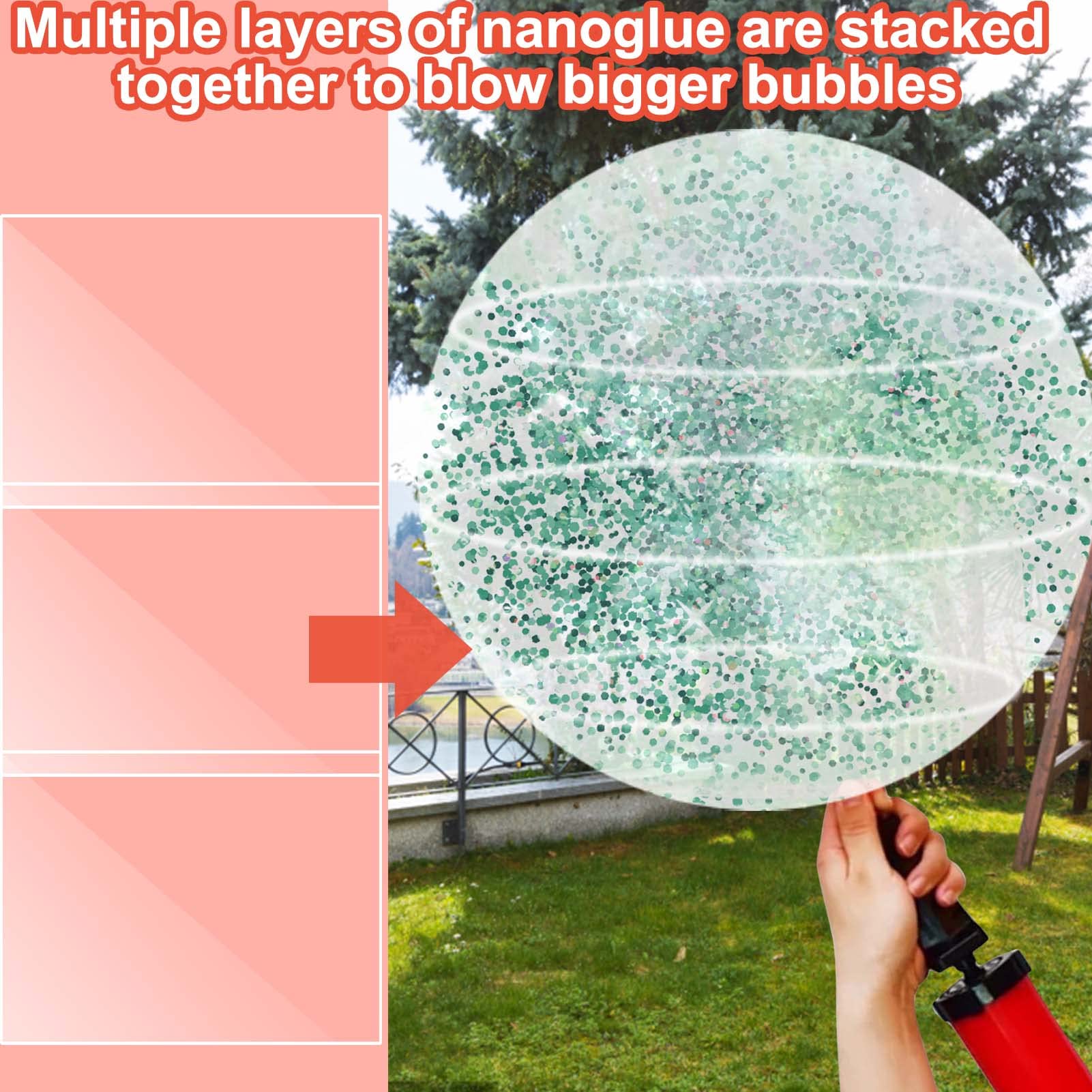 BABORUI Nano Bubbles Tape Kit, Nano Bubble Tape Toy Kit with Glitter and Balloon Inflator, Double Sided Super Elastic Bubble for Adult Party Favors Gifts Fidget Toy Craft