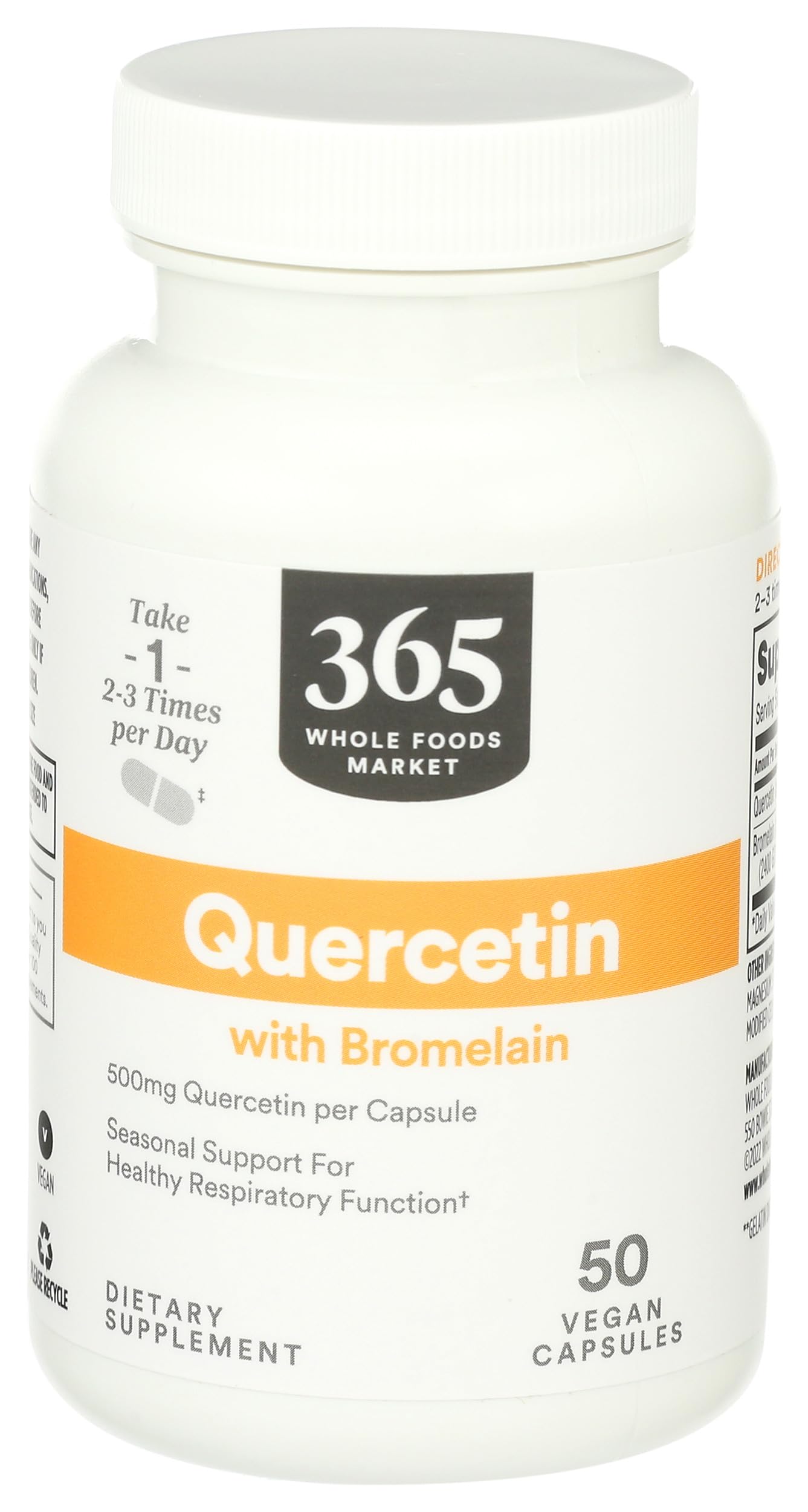 Whole Foods Market, Quercetin with Bromelain 500mg, Vegan, 50 Count