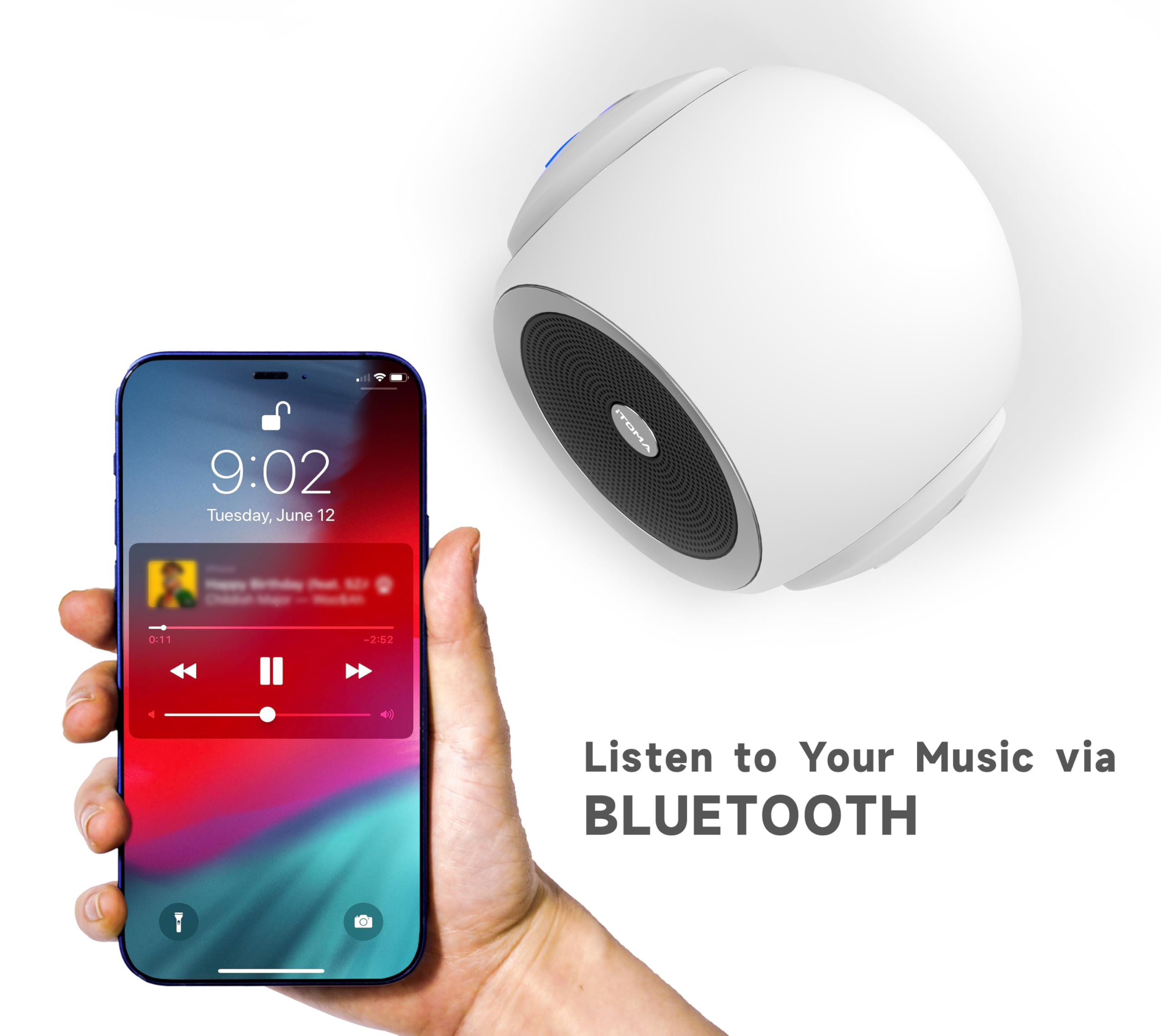 White Noise Machine, 30 Soothing Sounds Options Including Fan, Nature & White Noise, Sleep Timer, Bluetooth, Adjustable Volume, Sleep Sound Machine for Adults iTOMA 318
